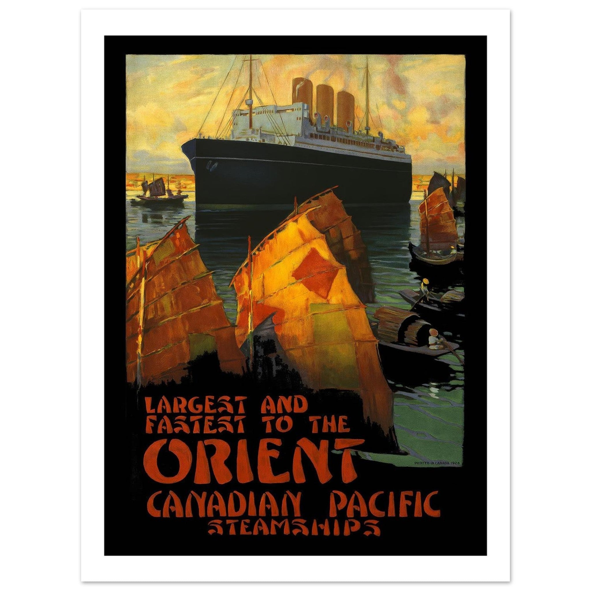 Canadian Pacific Steamships "Largest and Fastest to the Orient" Vintage Poster - Transit Art