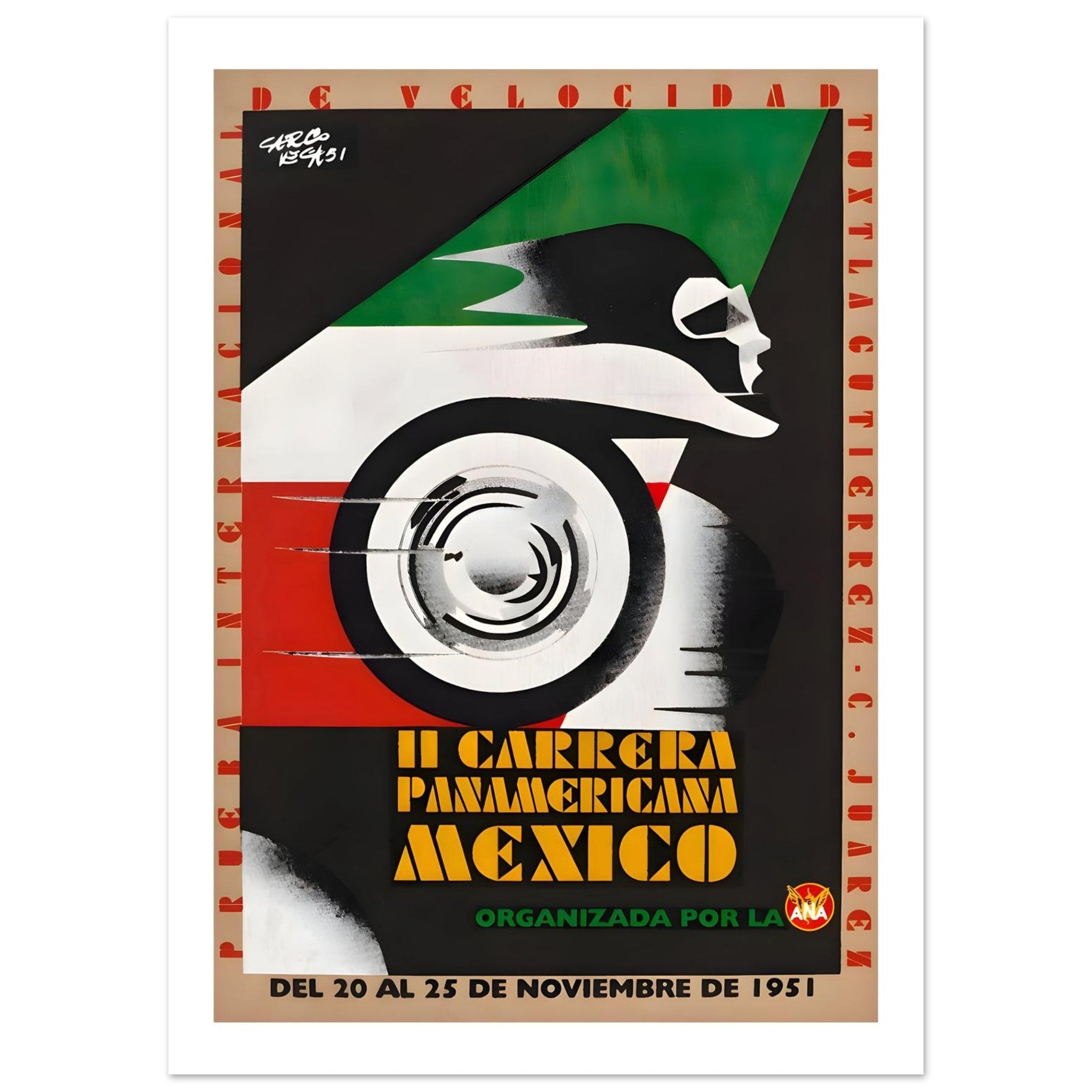 Carrera Panamericana Mexico 1951 Speed Poster - Transit Art