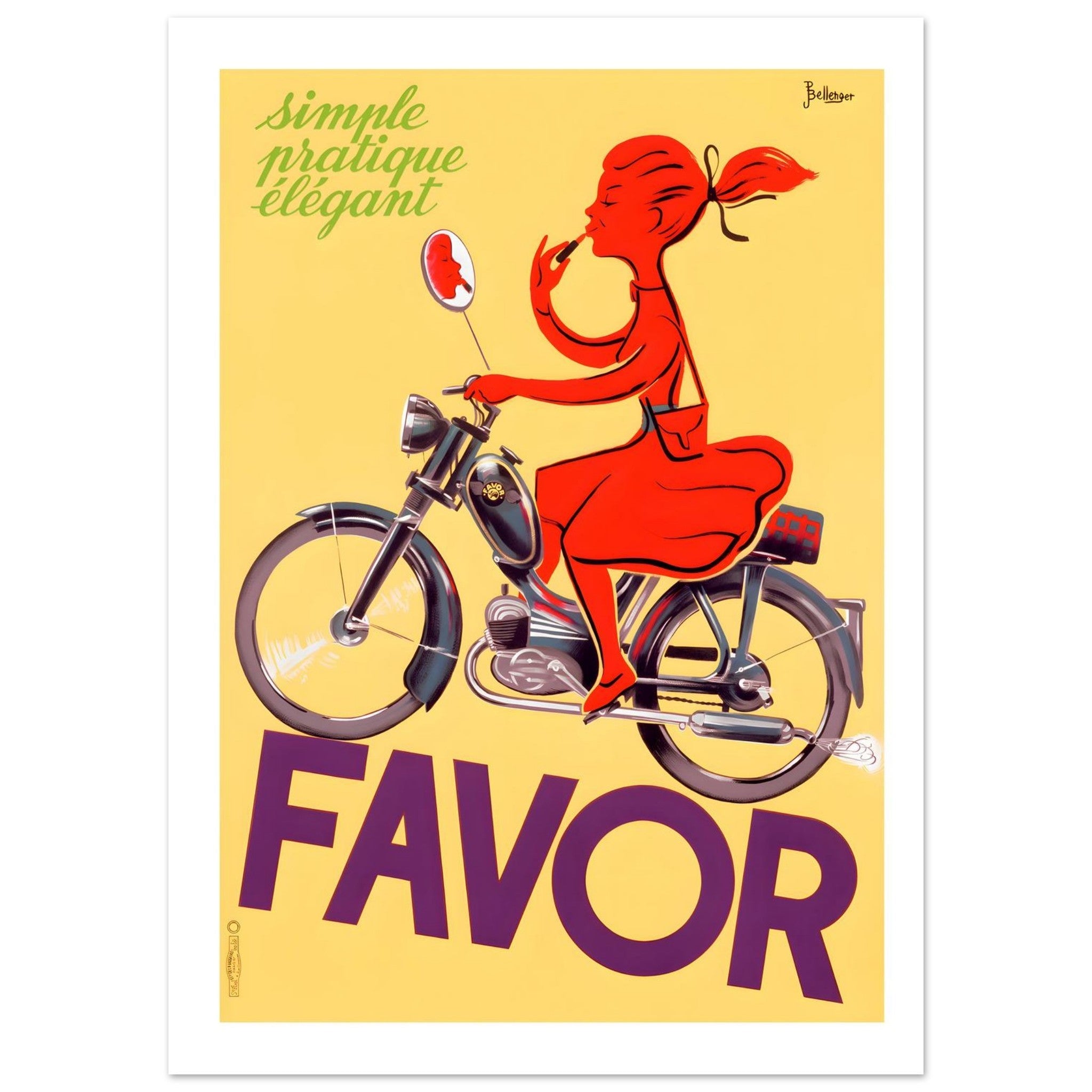 Chic Vintage Favor French Moped Poster - Transit Art