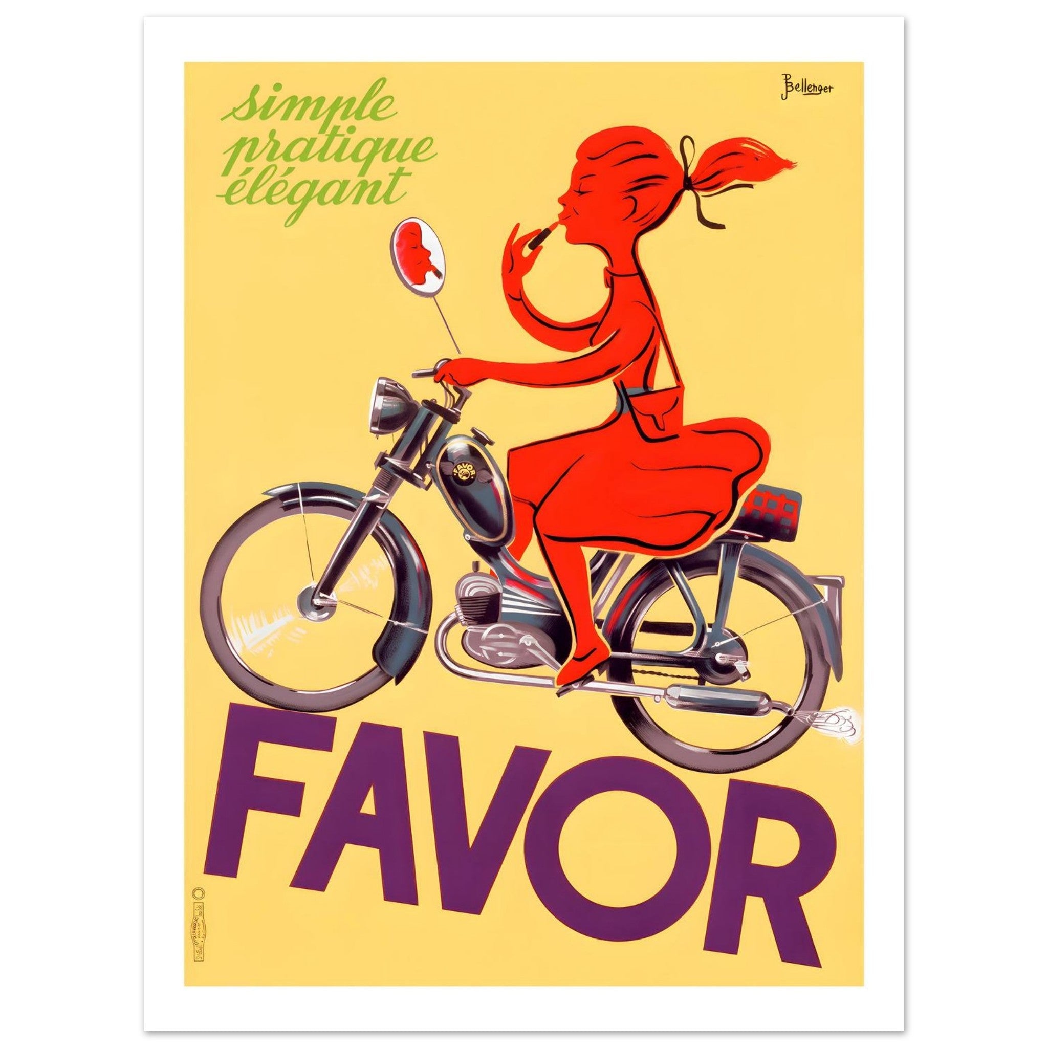 Chic Vintage Favor French Moped Poster - Transit Art