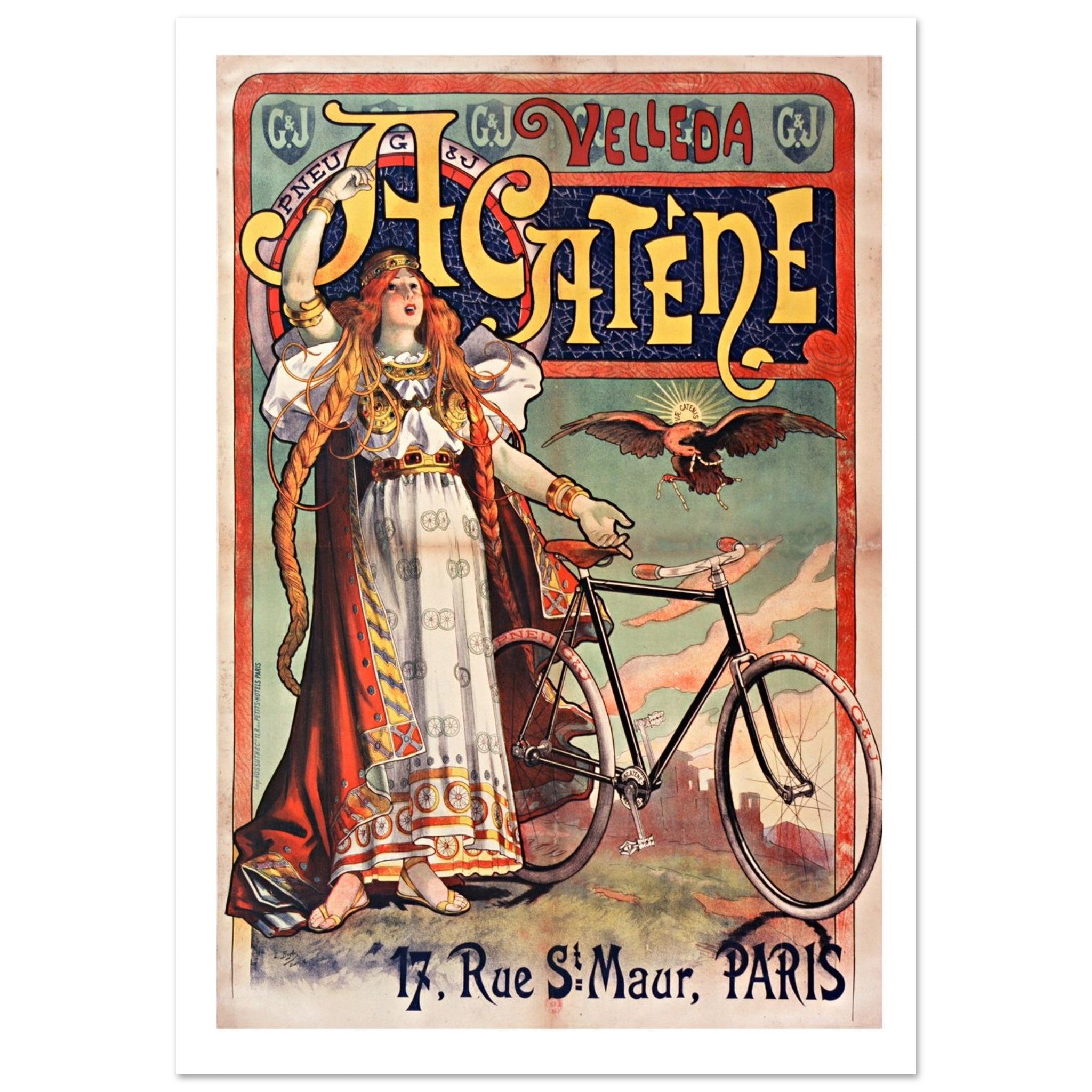 Classic Art Nouveau Acatène Velleda Poster Featuring A Mythological Goddess - Transit Art