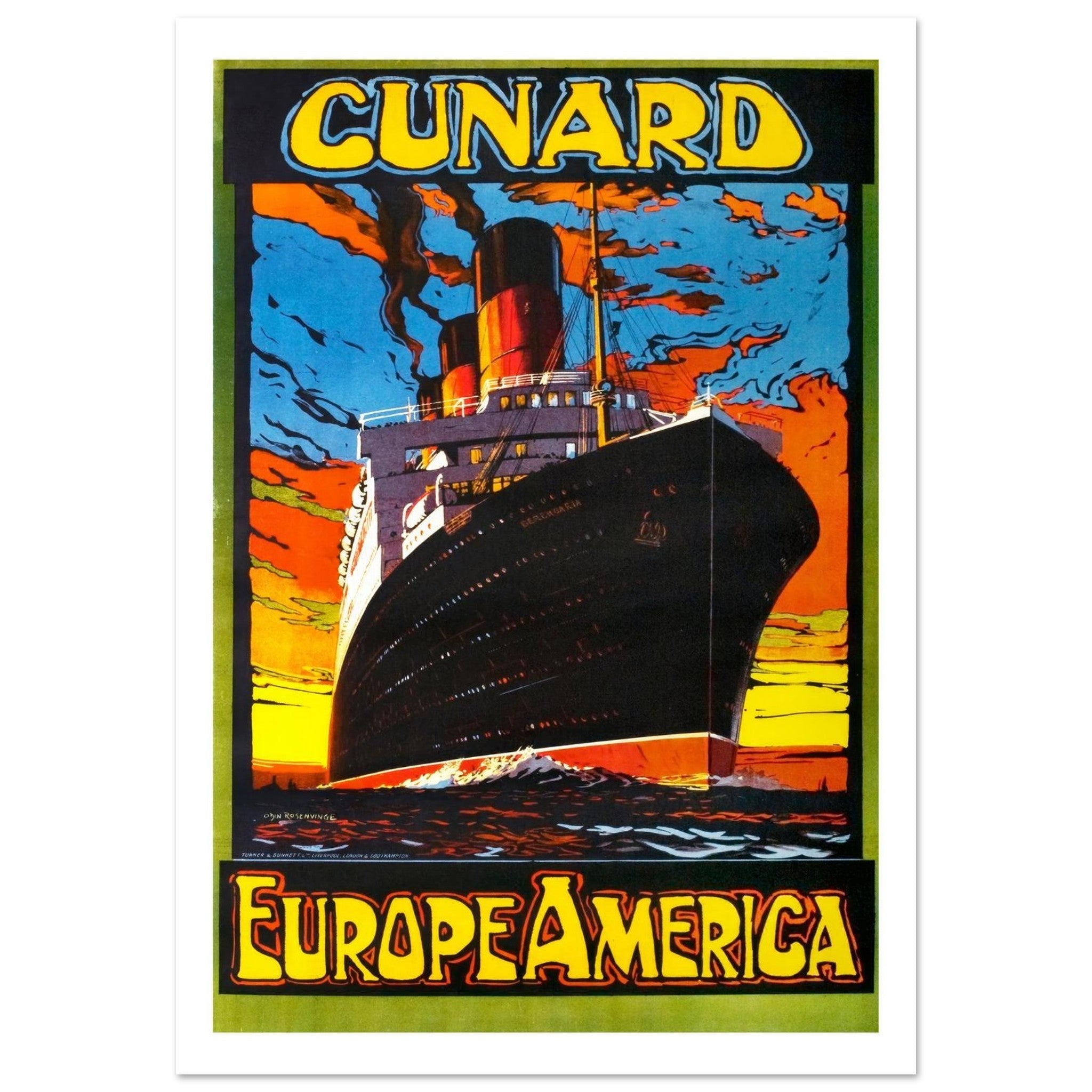 Cunard "Europe America" Vintage Poster - Transit Art