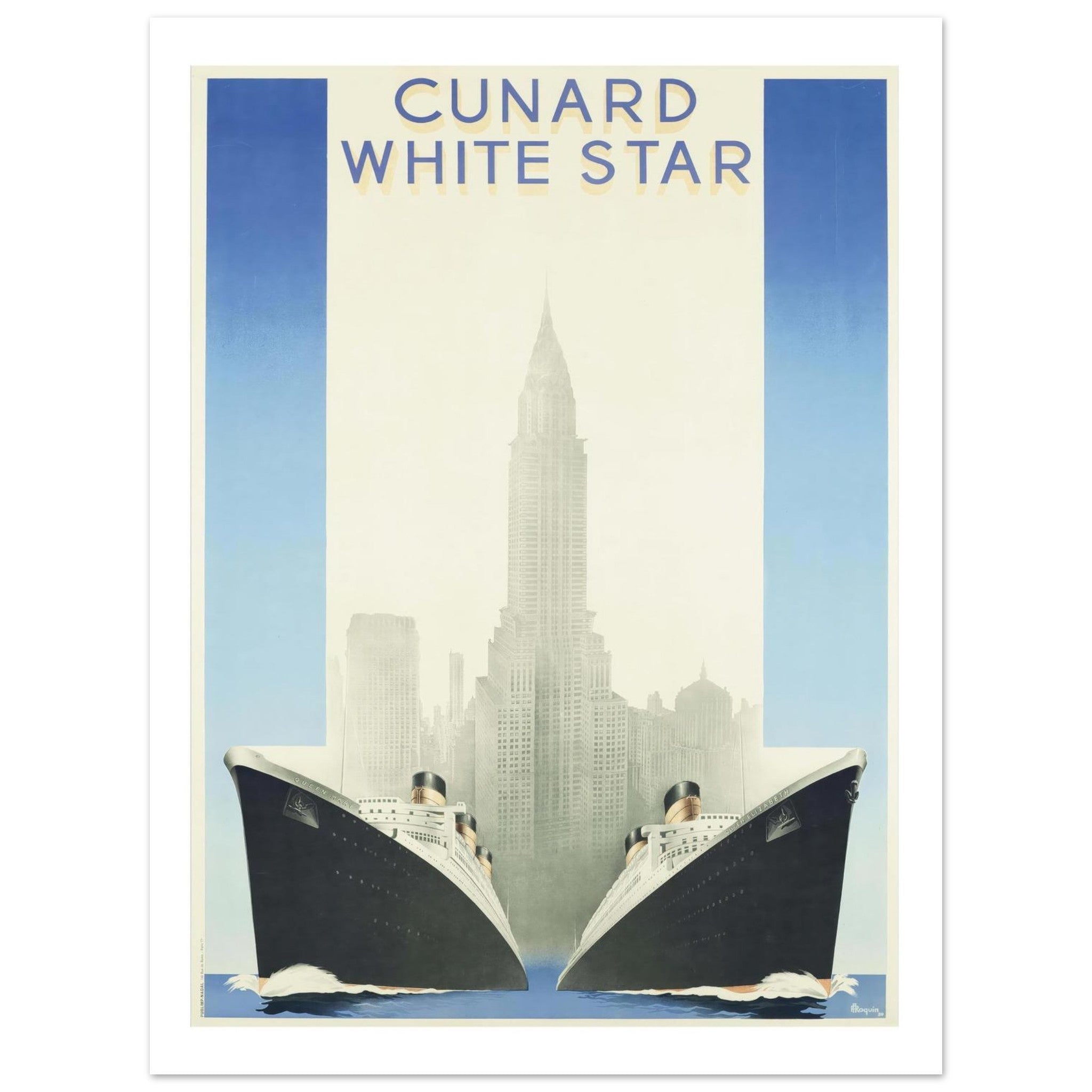 Cunard White Star: Transatlantic Liners to New York Vintage Poster - Transit Art
