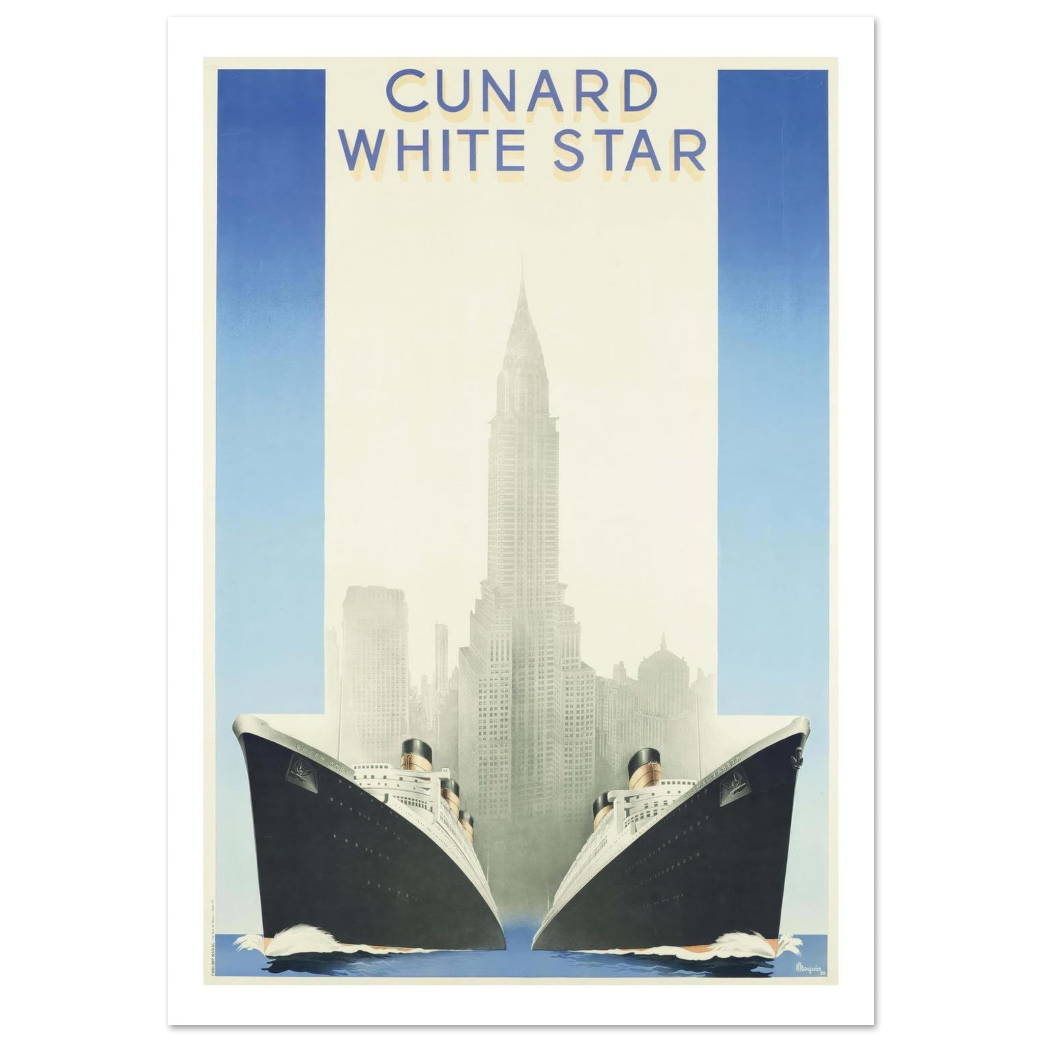 Cunard White Star: Transatlantic Liners to New York Vintage Poster - Transit Art