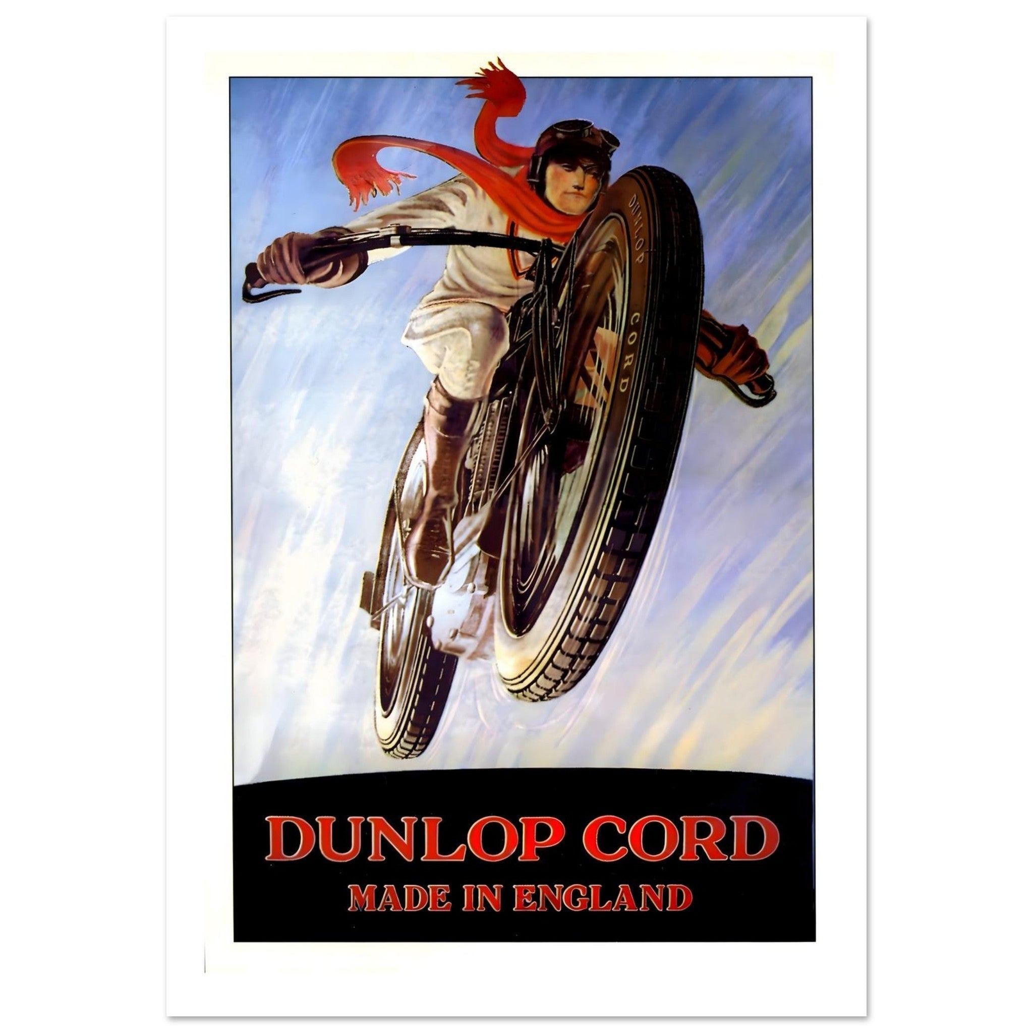 Dynamic Vintage Dunlop Cord Motorcycle Poster - Transit Art