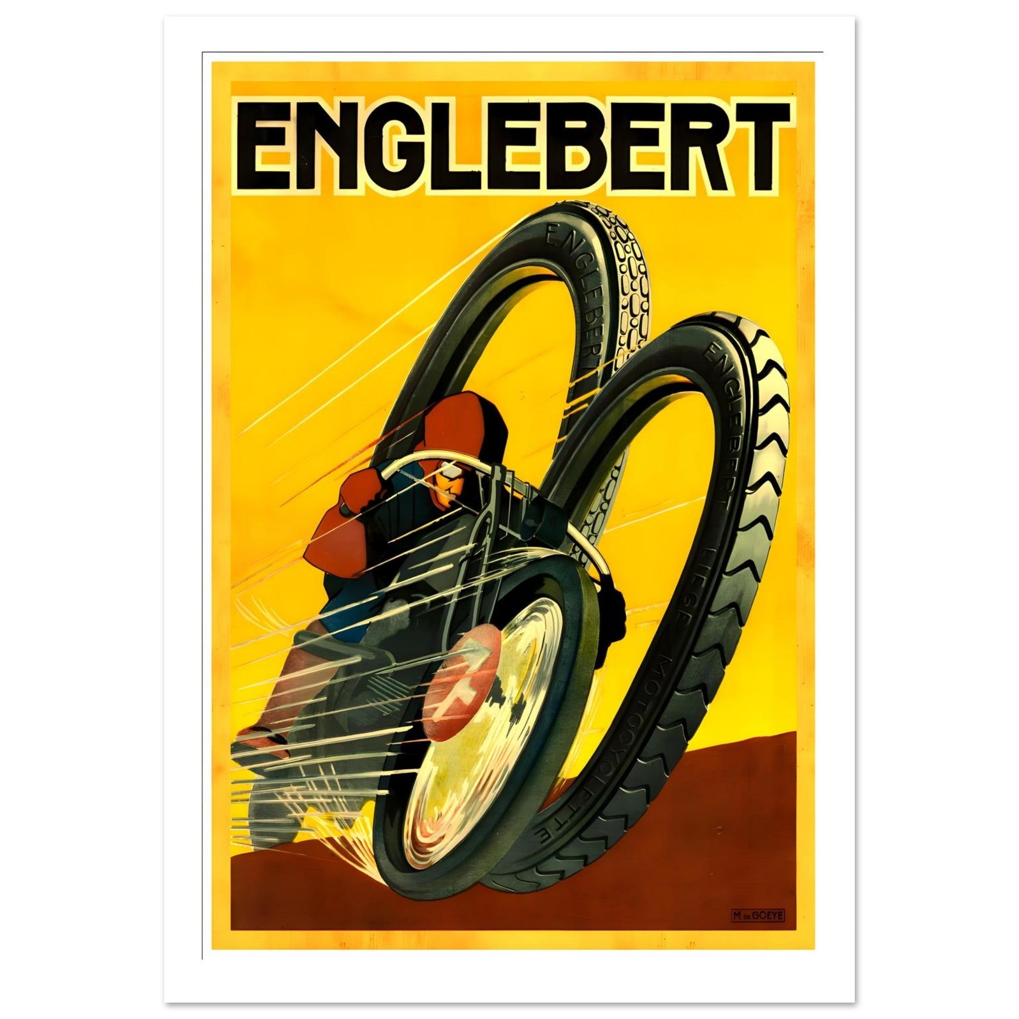 Dynamic Vintage Englebert Tyres Racing Poster - Transit Art