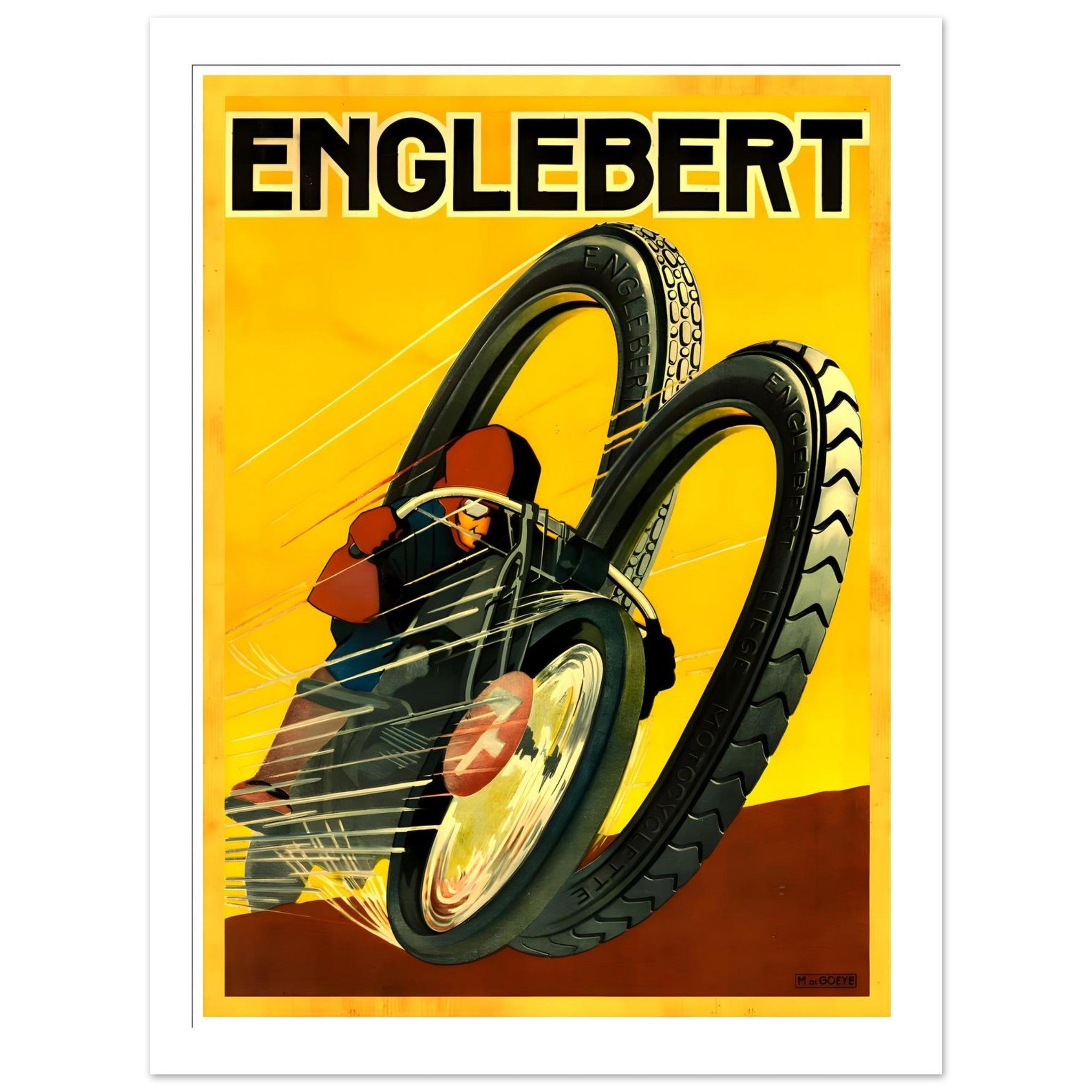 Dynamic Vintage Englebert Tyres Racing Poster - Transit Art