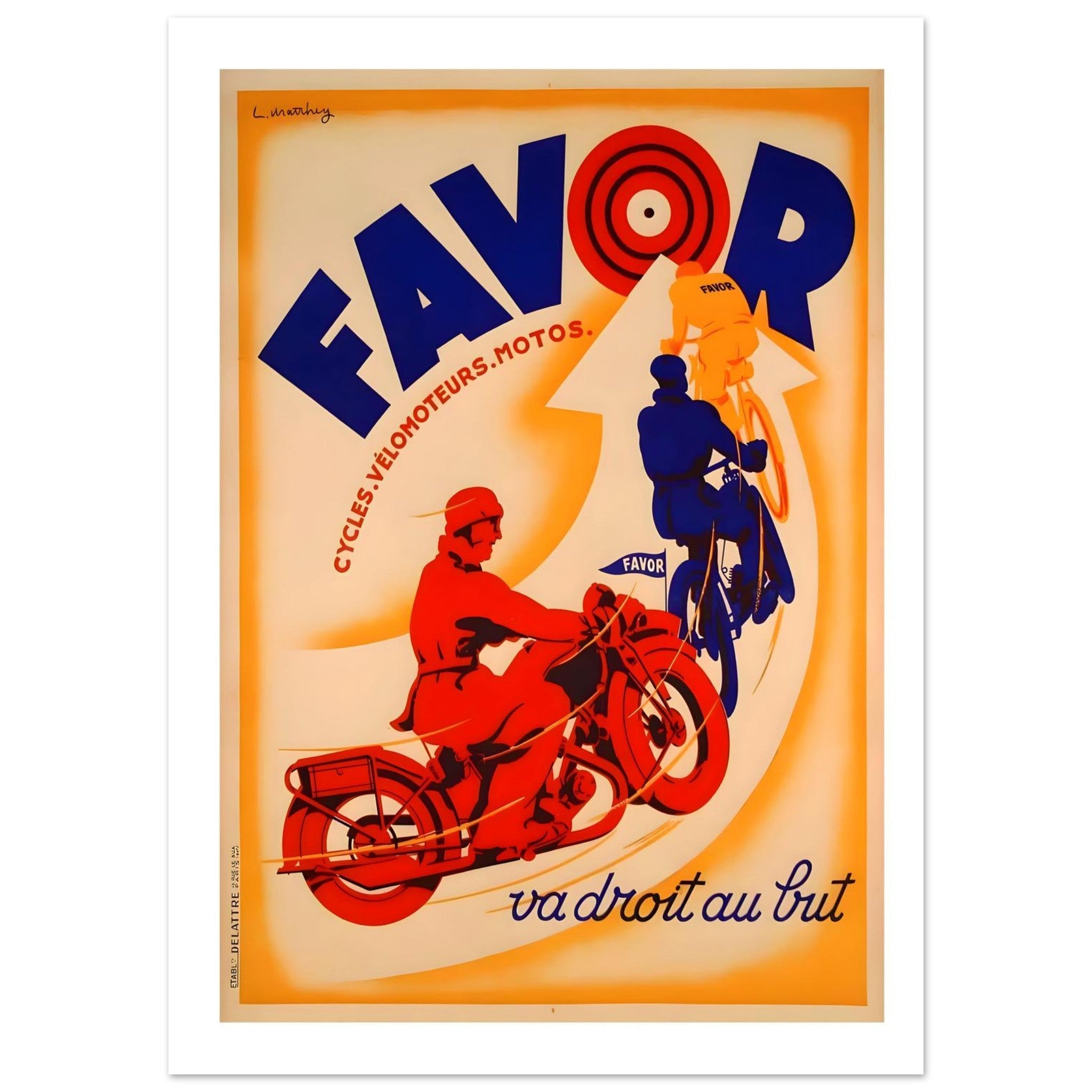 Dynamic Vintage Favor French Motorcycle Poster - Transit Art