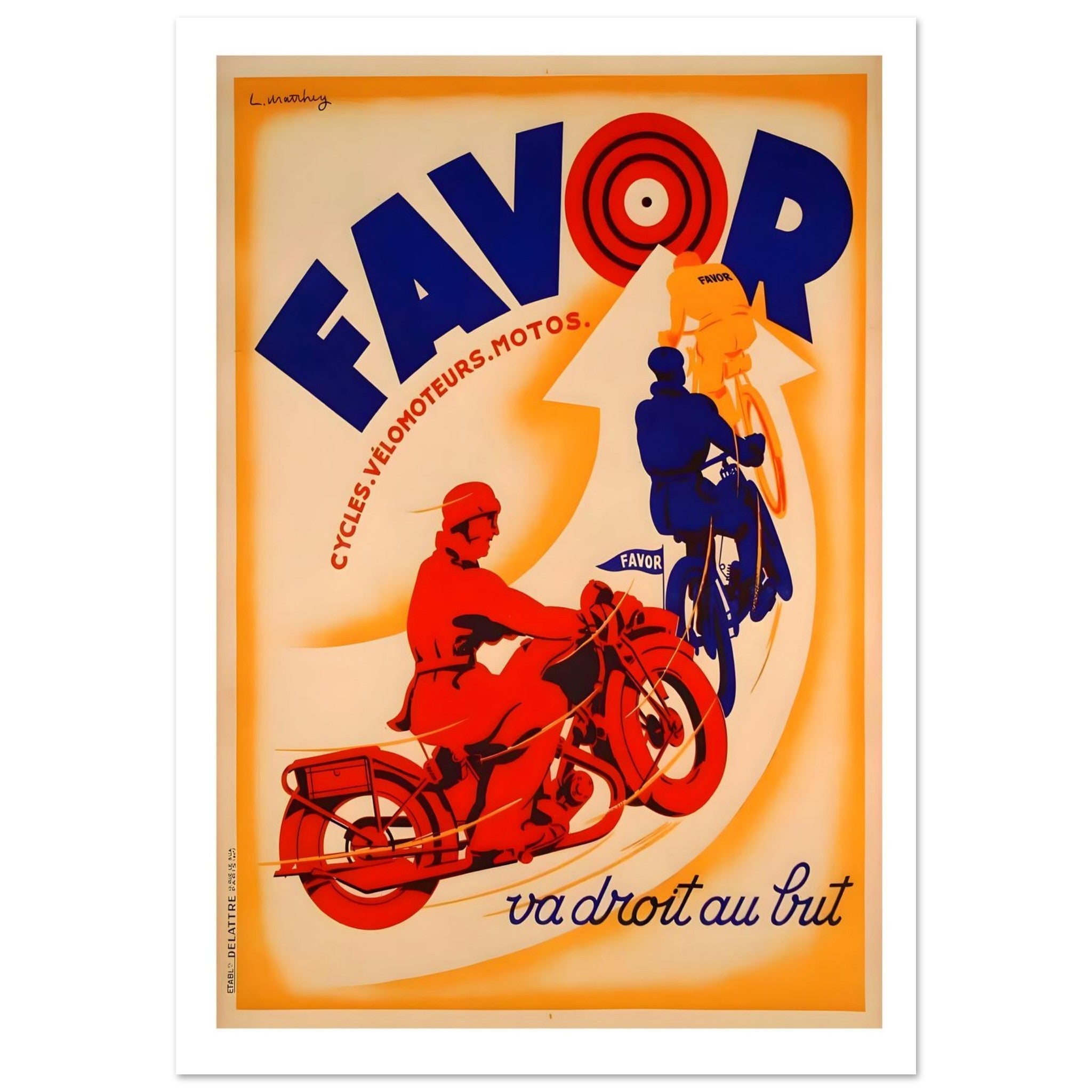 Dynamic Vintage Favor French Motorcycle Poster - Transit Art