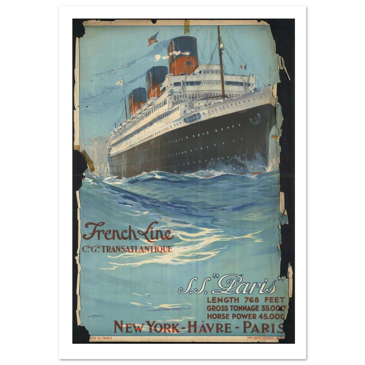 French Line "SS Paris" Vintage Poster - Transit Art
