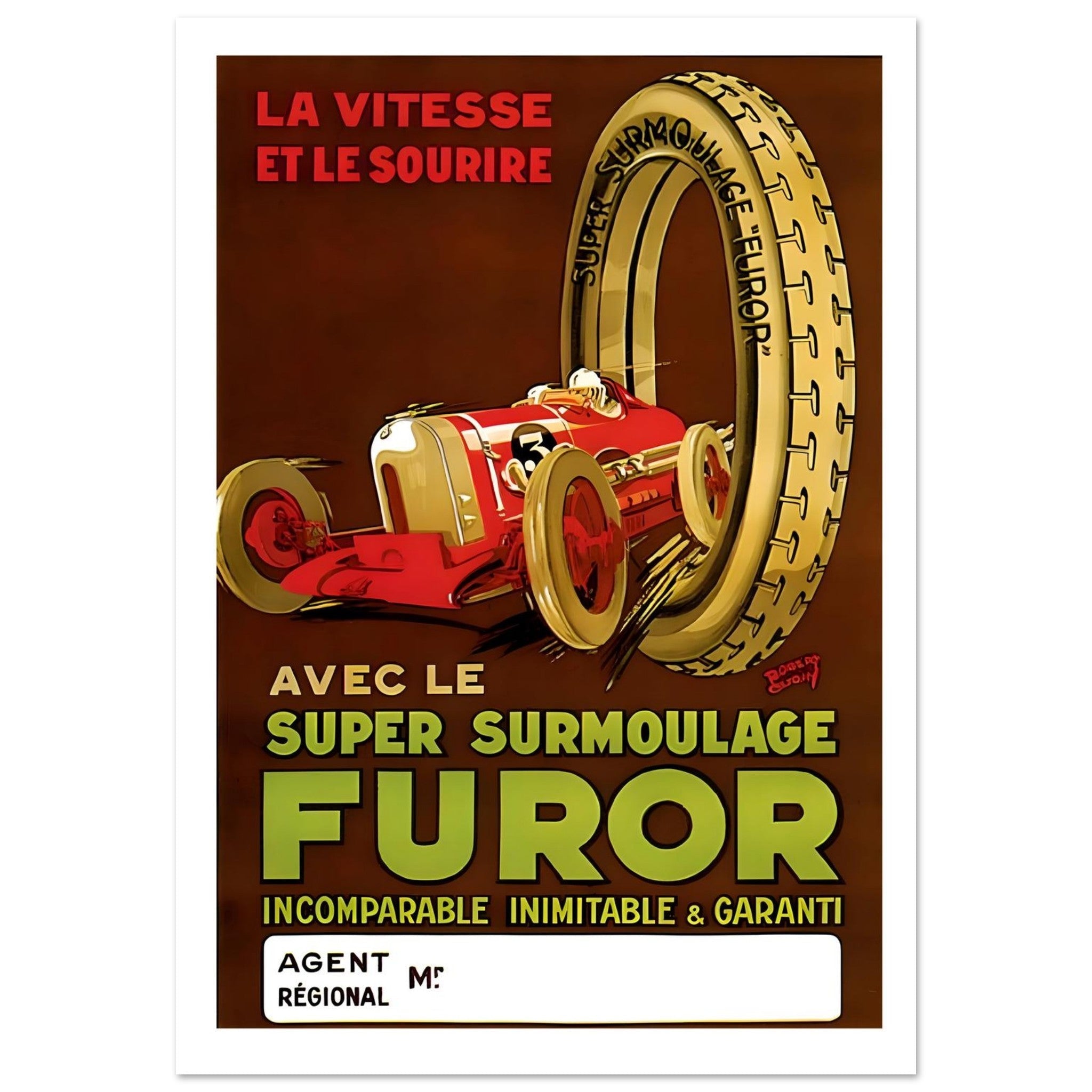 Furor Super Surmoulage Racing Tyre Poster - Transit Art