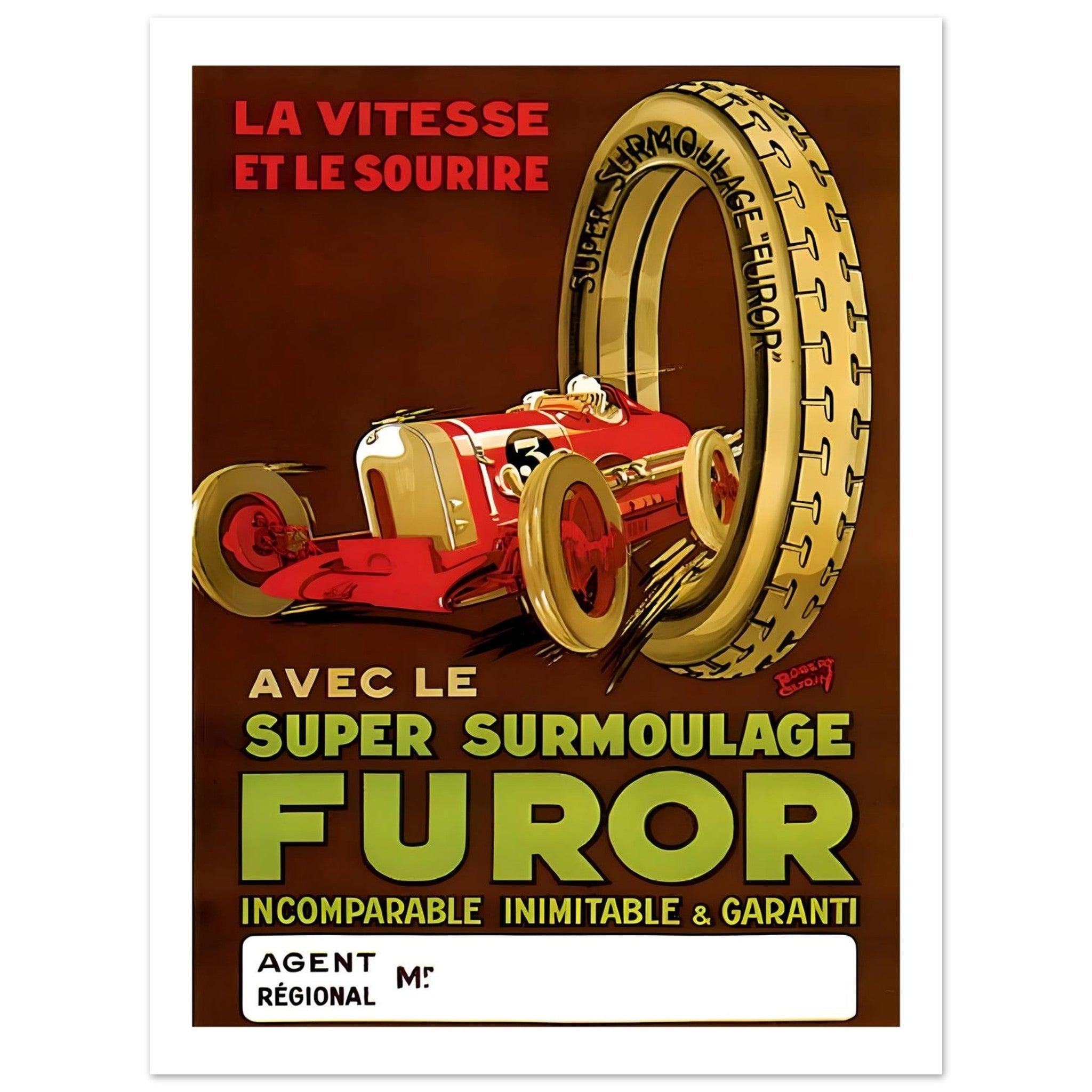 Furor Super Surmoulage Racing Tyre Poster - Transit Art