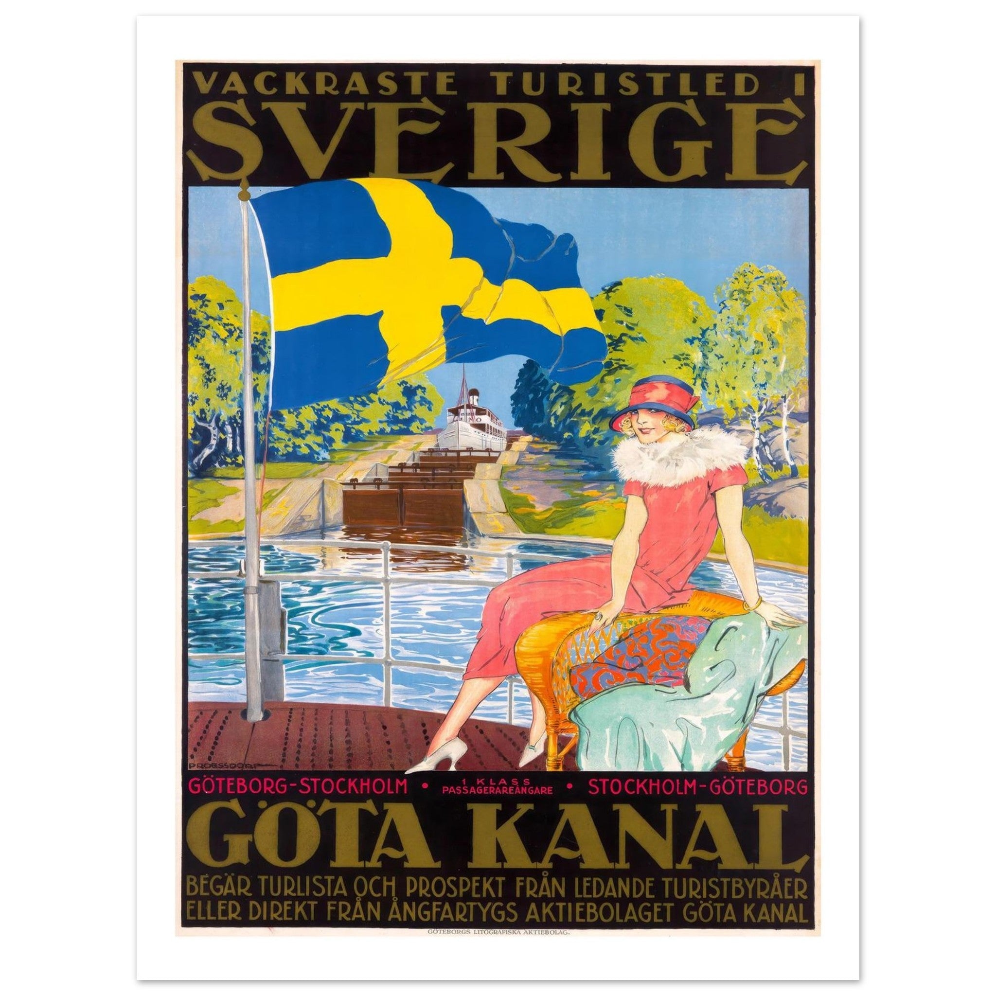 Göta Canal Vintage Travel Poster - Transit Art