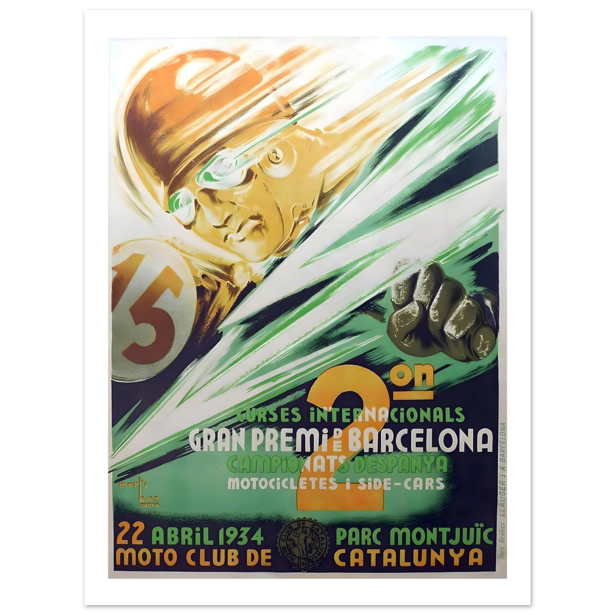 Gran Premi de Barcelona 1934 Motorcycle Race Poster - Transit Art