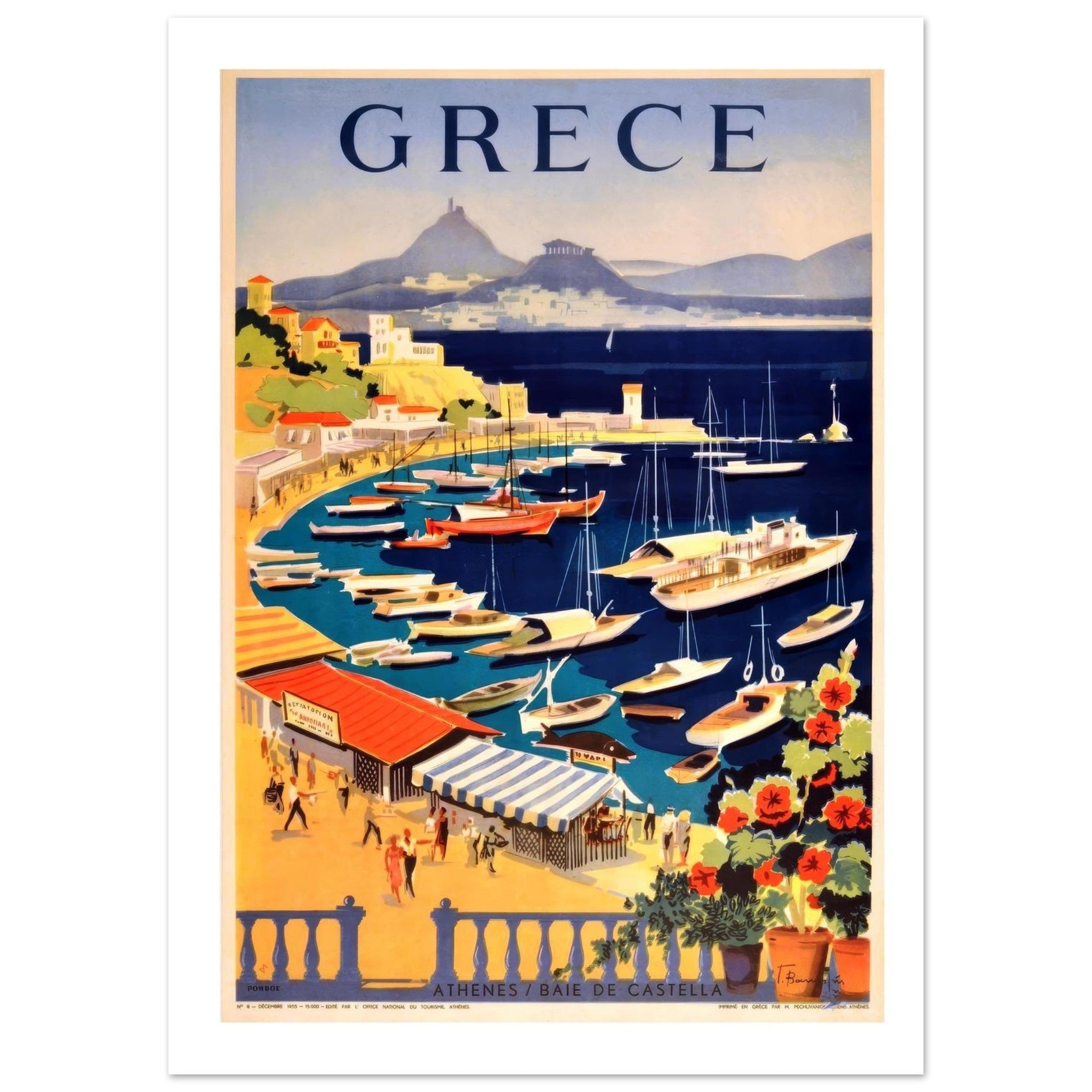 Greece Athens Baie de Castella Vintage Poster - Transit Art