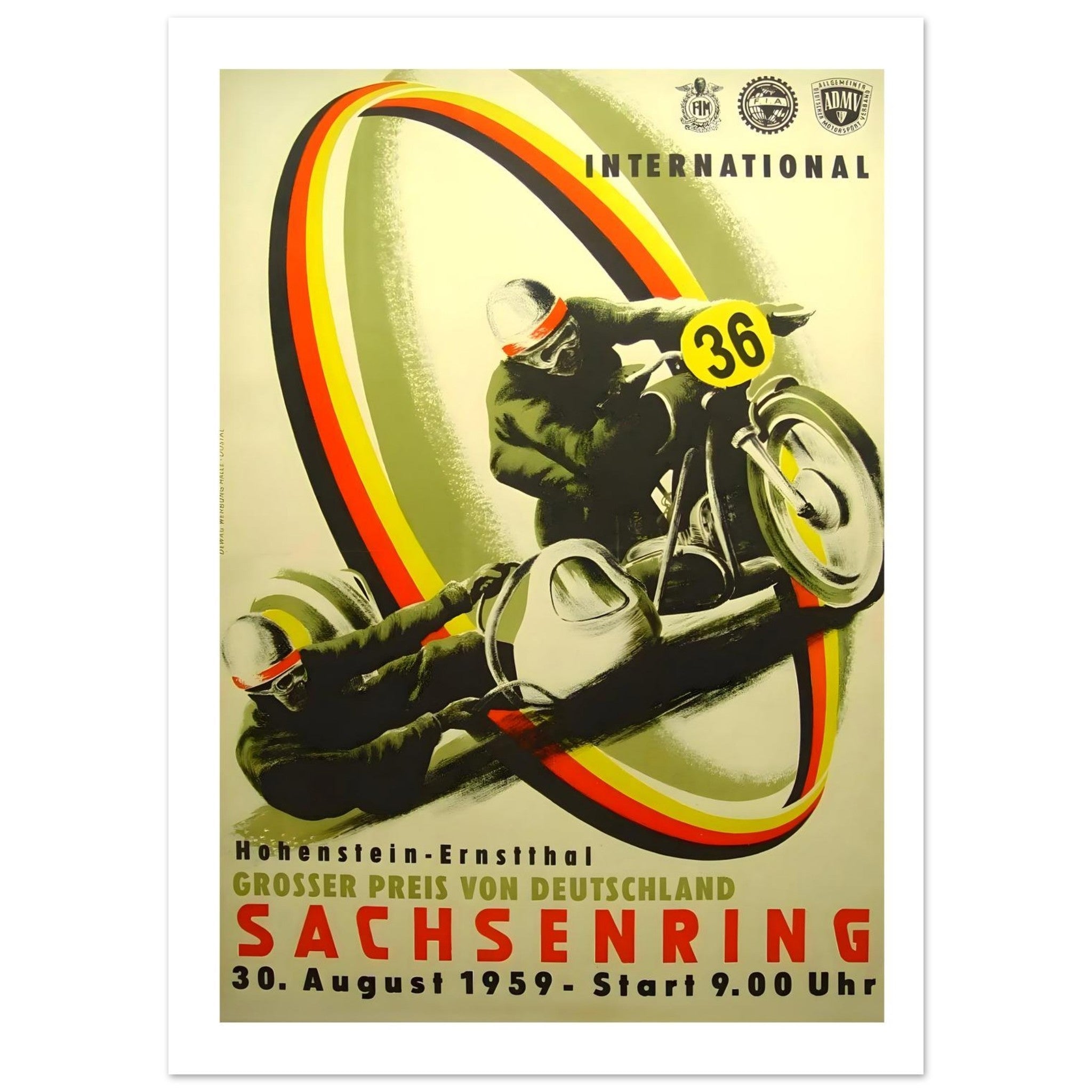 International Sachsenring Motorcycle Race Poster, 1959 - Transit Art