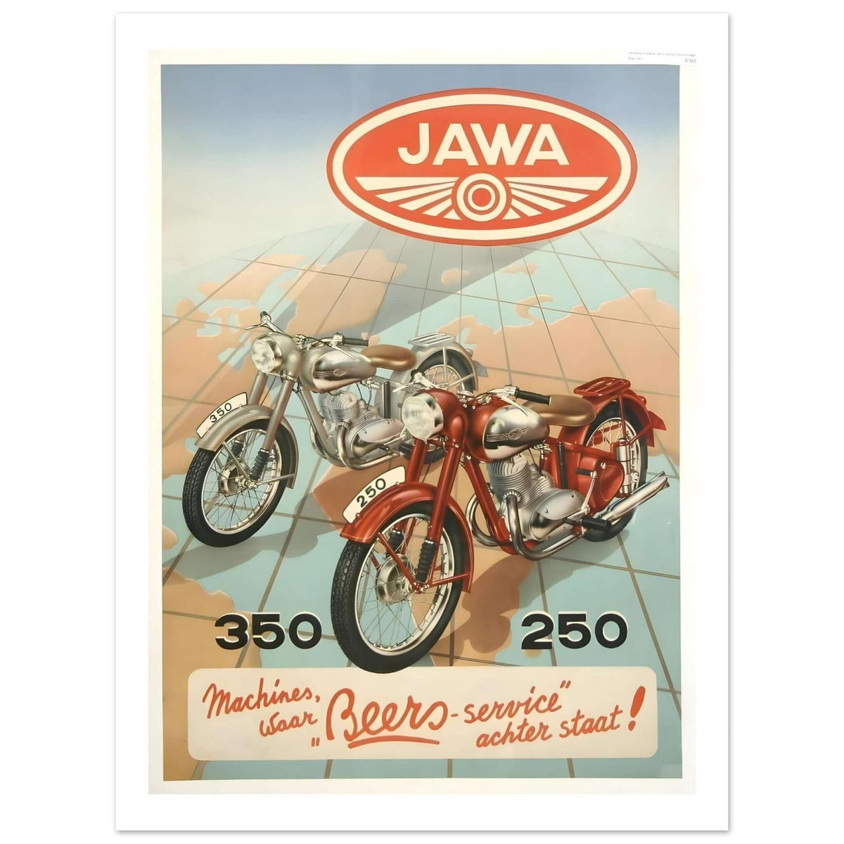 Jawa 350 and 250 Motorcycles Vintage Poster - Transit Art