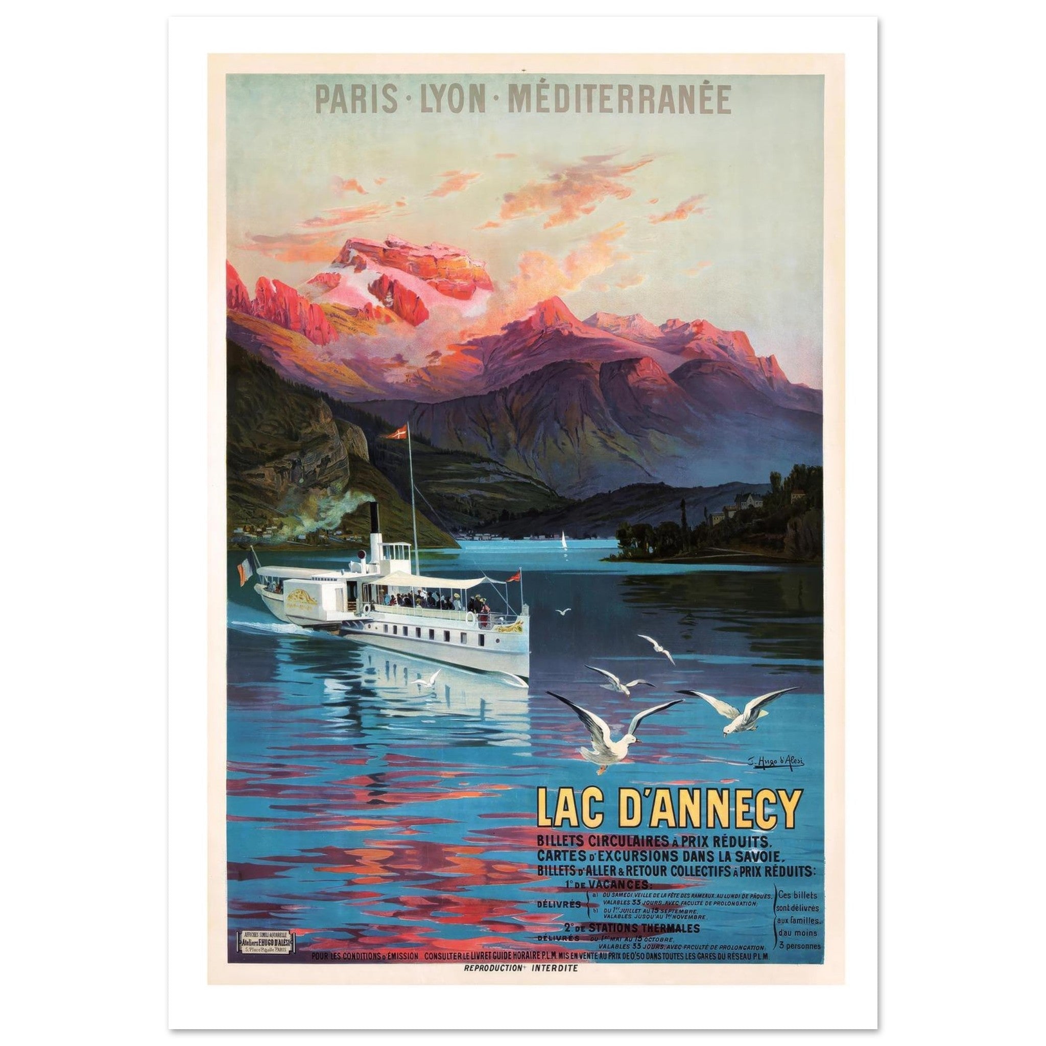 Lac d'Annecy Vintage Travel Poster - Transit Art