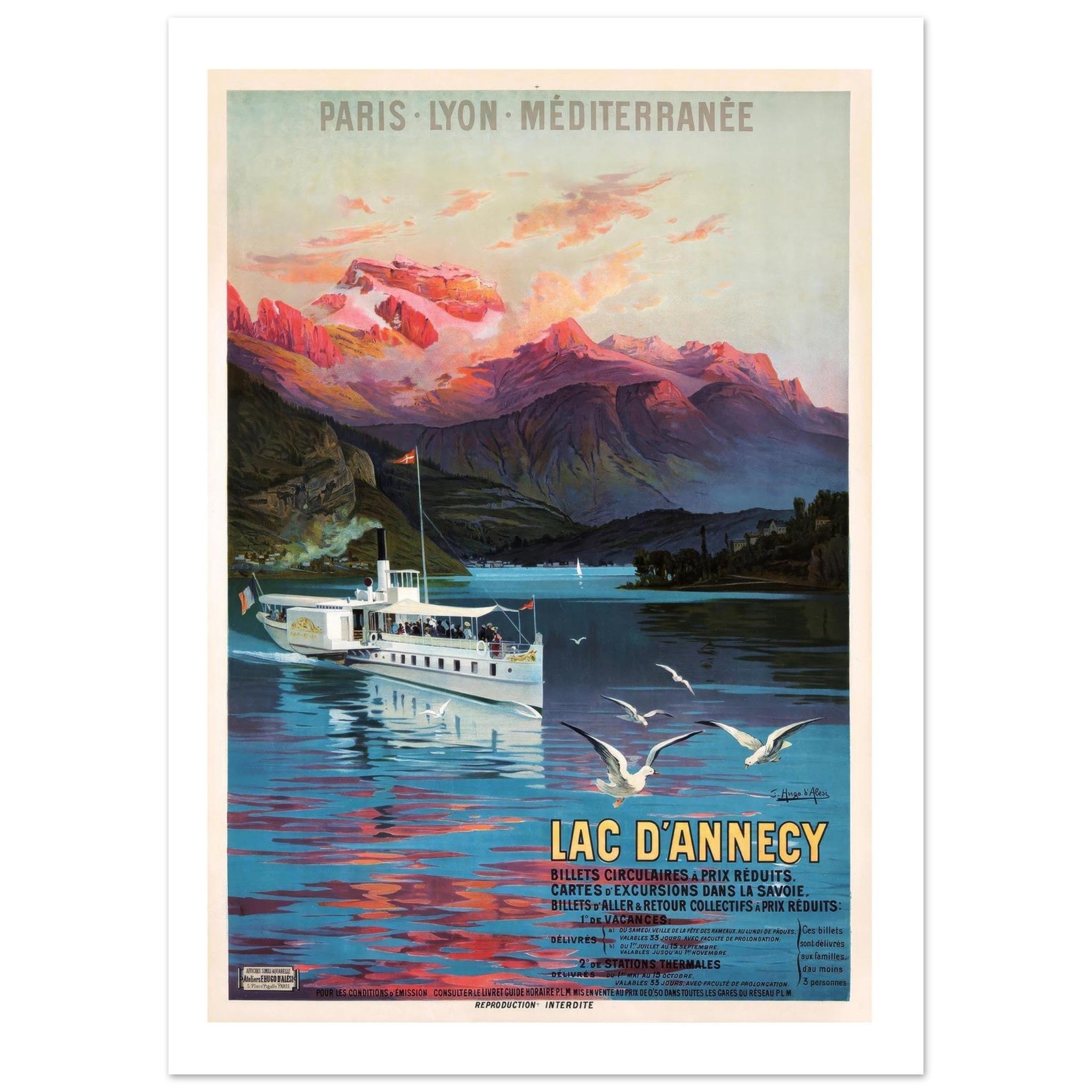 Lac d'Annecy Vintage Travel Poster - Transit Art