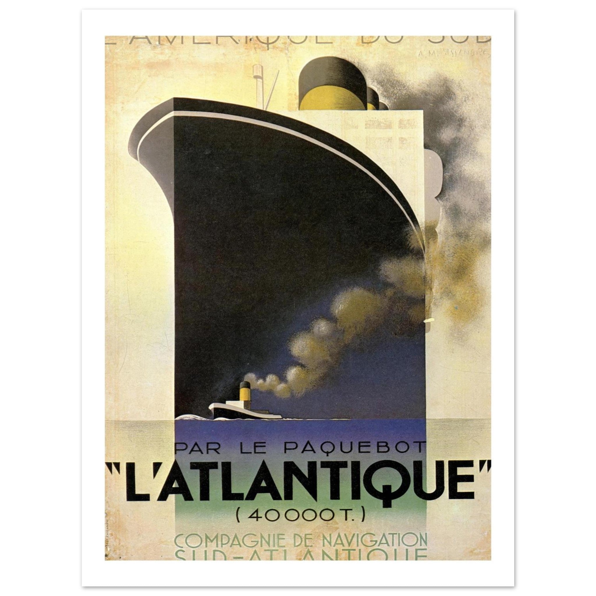 L'Atlantique South America Vintage Poster - Transit Art