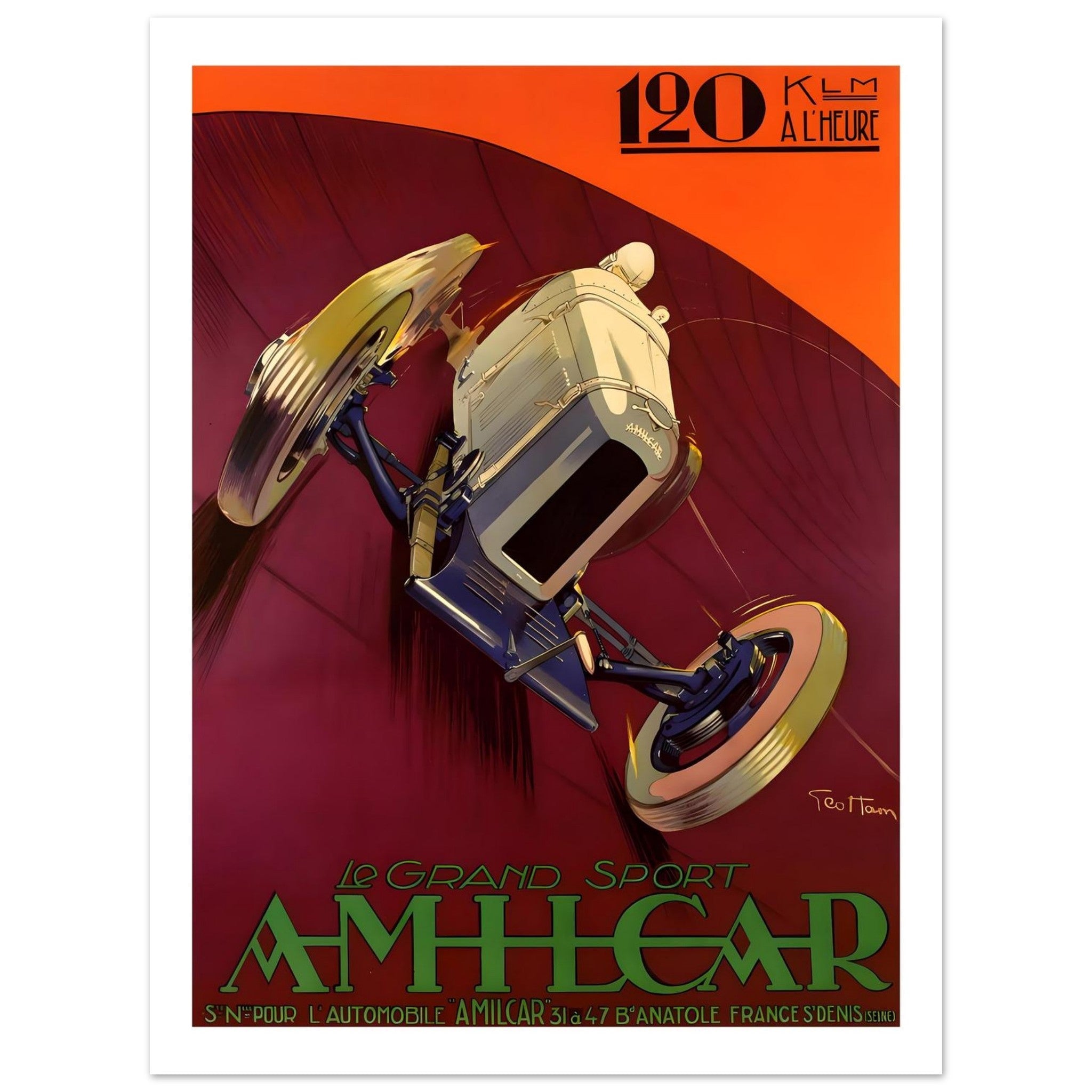 Le Grand Sport Amilcar 120 km/h Vintage Poster - Transit Art