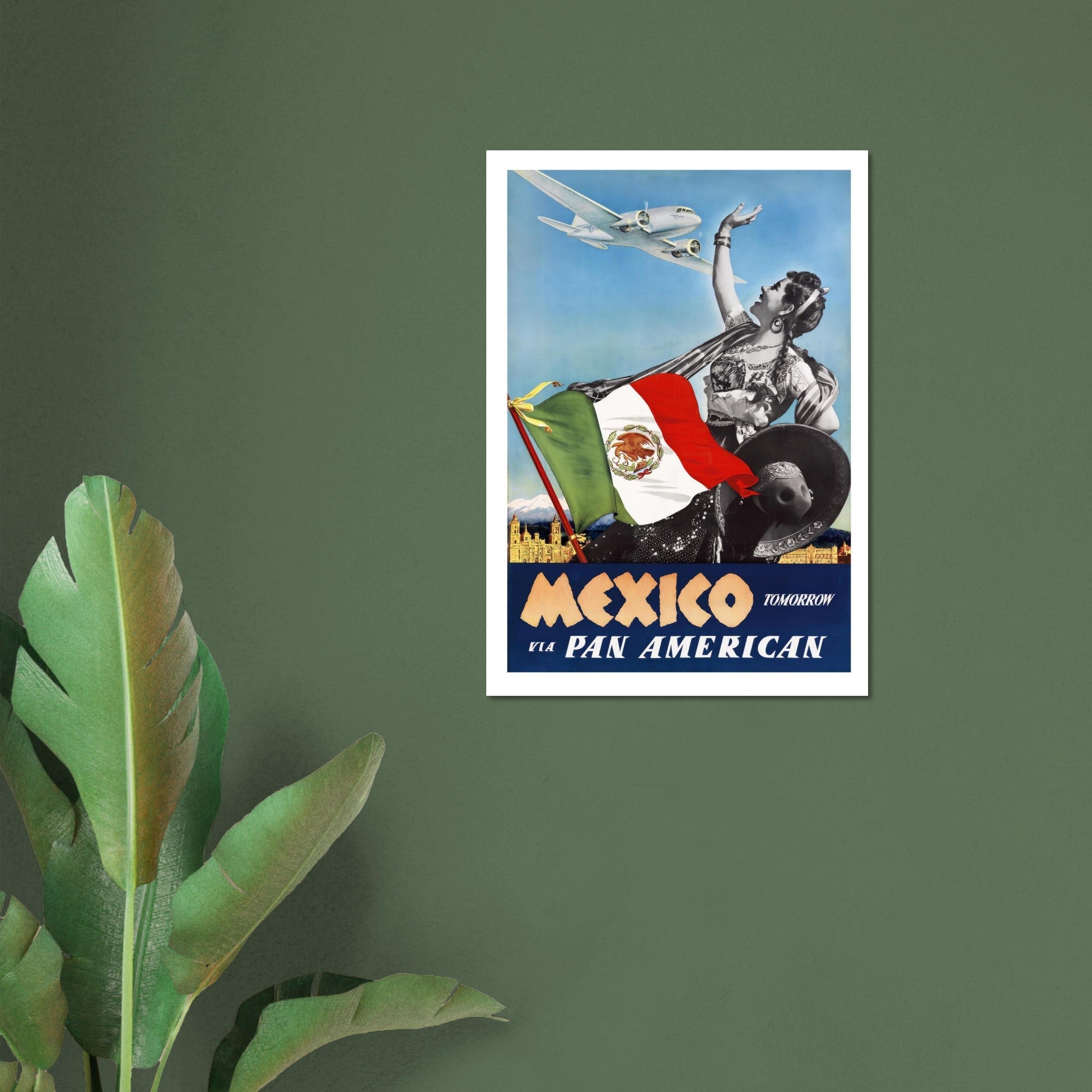 Mexico via Pan American Vintage Travel Poster - Transit Art