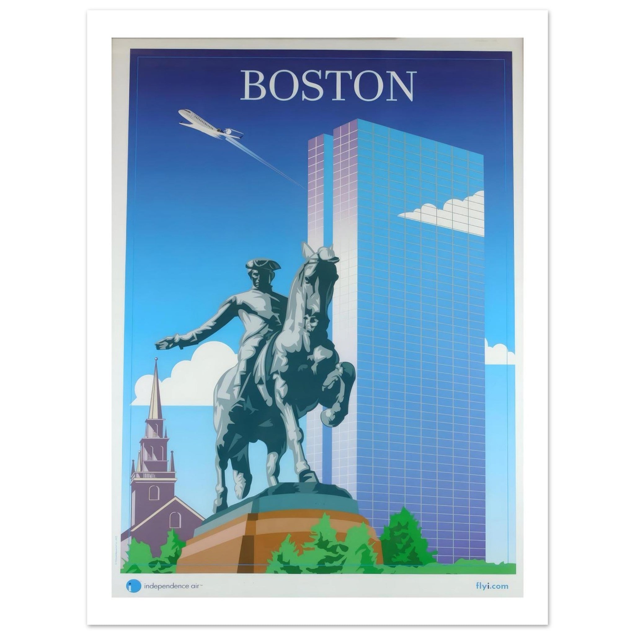 Modern Independence Air Poster Showcasing Boston's Skyline Evolution - Transit Art