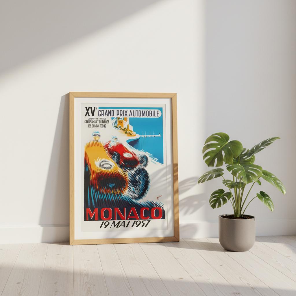 Monaco Grand Prix 1957 Vintage Racing Poster - Transit Art
