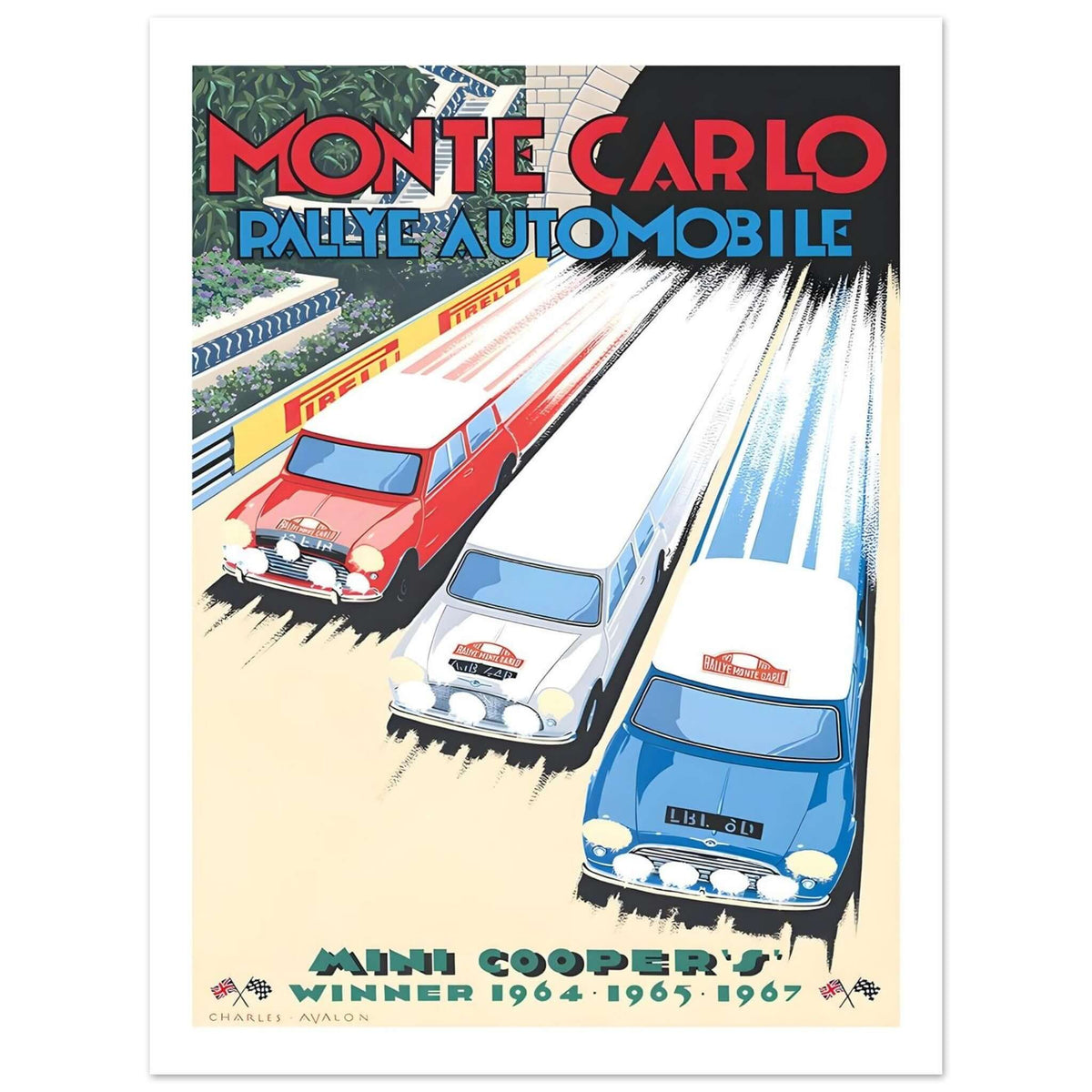 Monte Carlo Rally Mini Coopers Winners Poster - Transit Art