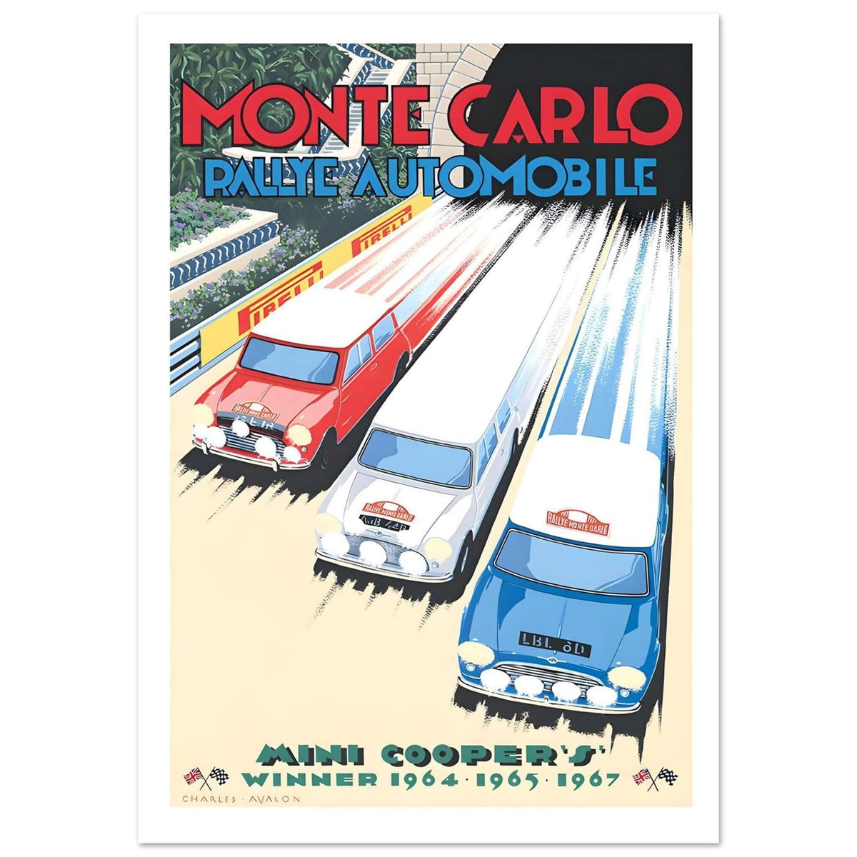Monte Carlo Rally Mini Coopers Winners Poster - Transit Art