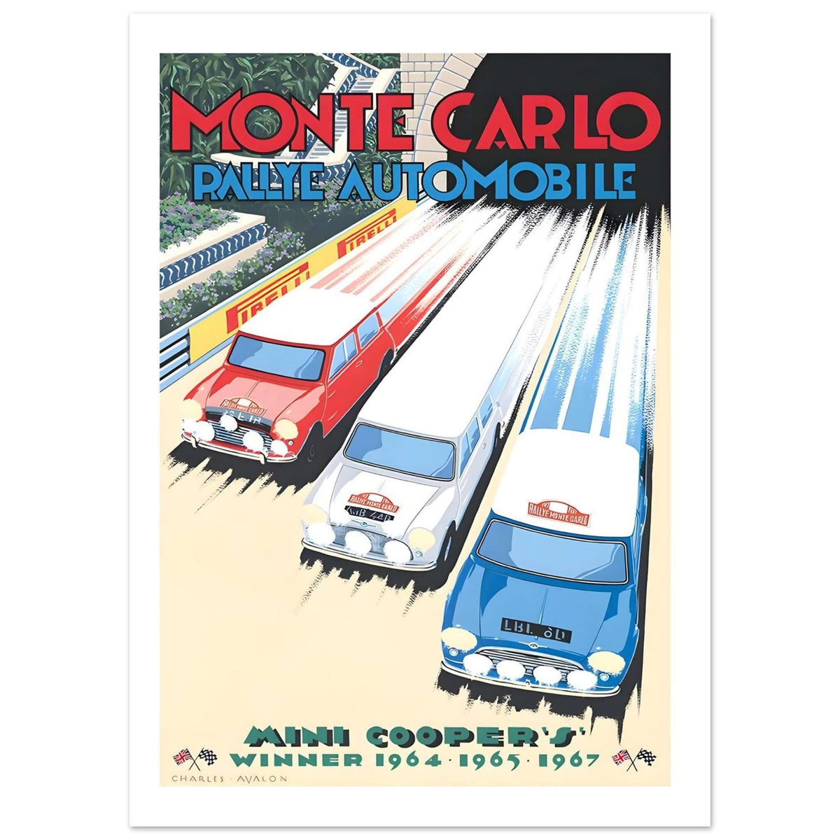 Monte Carlo Rally Mini Coopers Winners Poster - Transit Art