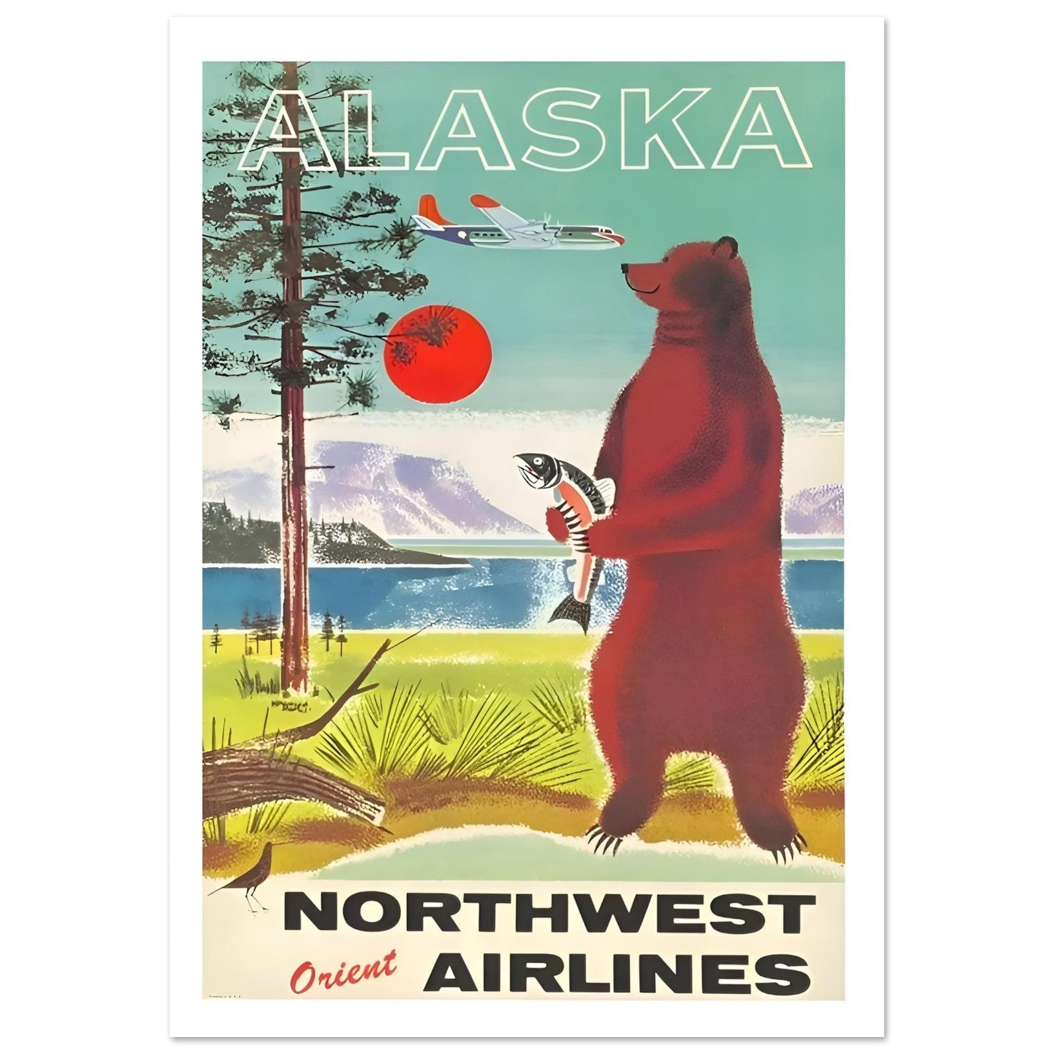 Northwest Orient Airlines Poster Featuring Alaska's Great Outdoors - Transit Art