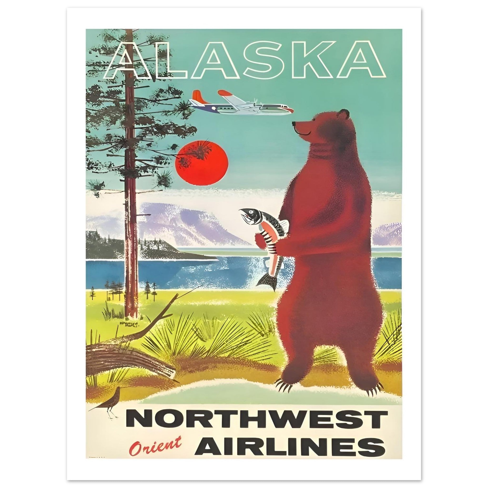 Northwest Orient Airlines Poster Featuring Alaska's Great Outdoors - Transit Art