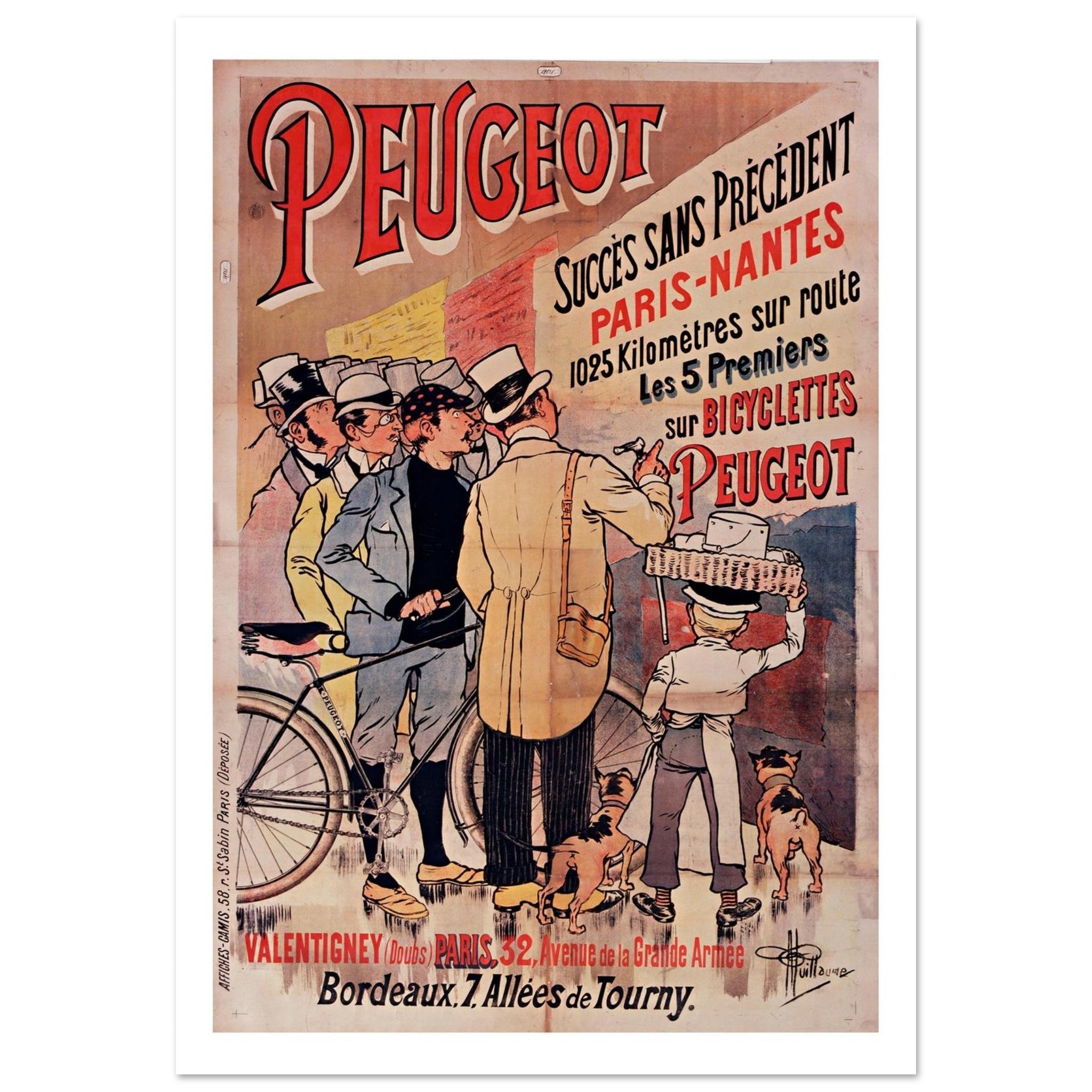 Peugeot Bicycles Paris - Nantes Racing Victory Poster - Transit Art