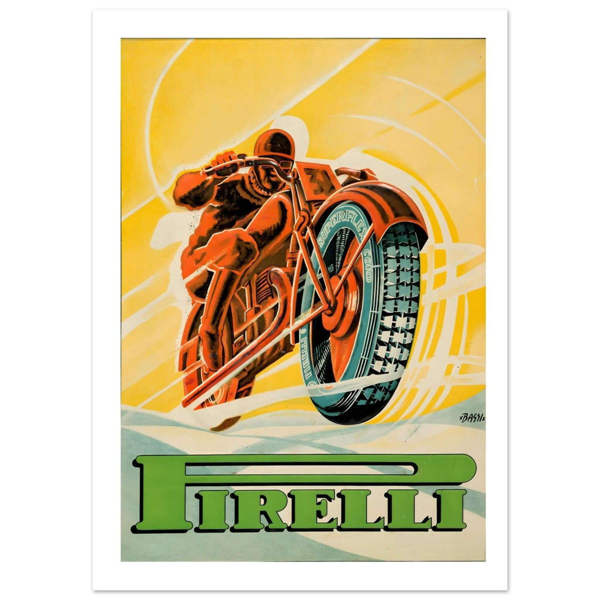 Pirelli Motorcycle Tires Vintage Advertisement Poster - Transit Art