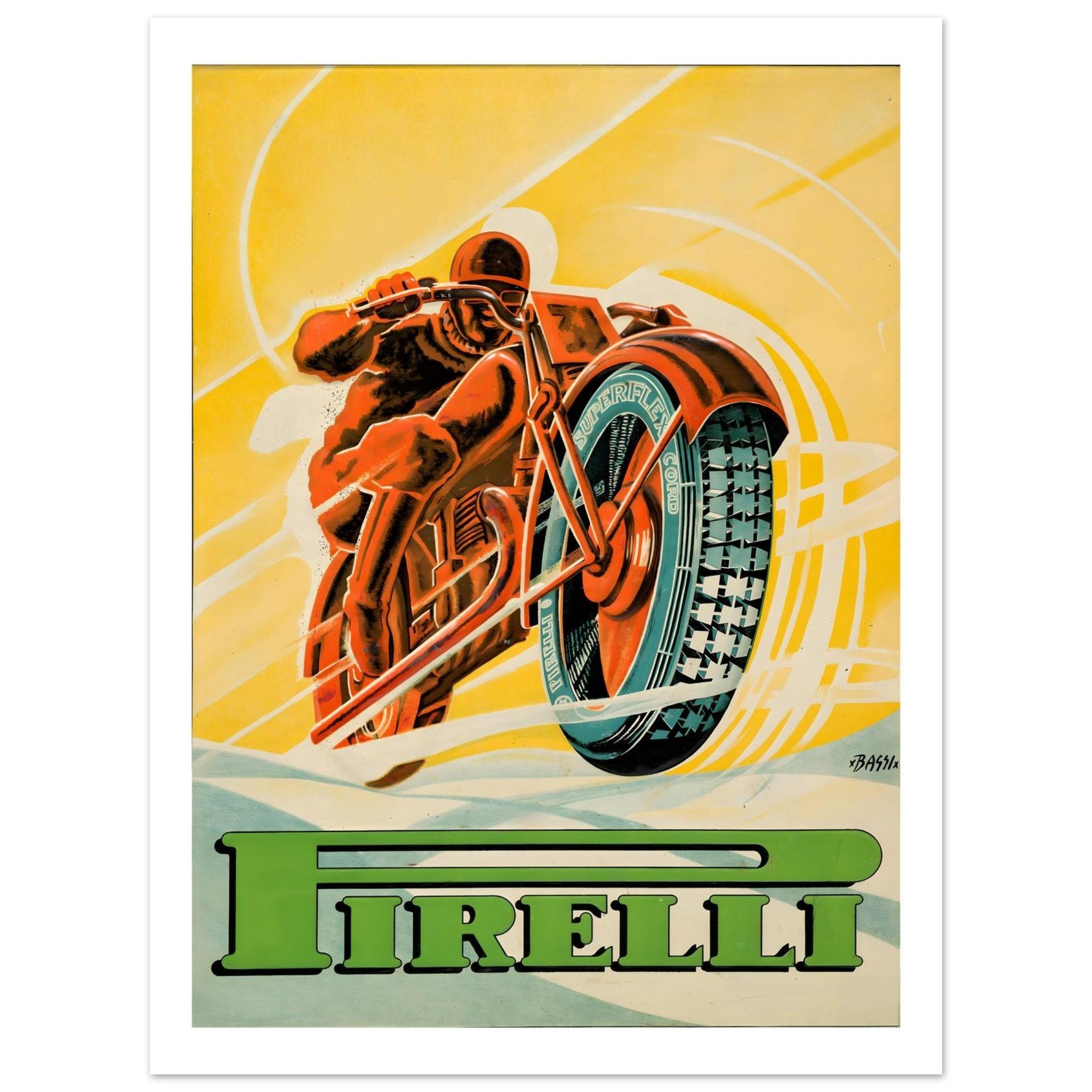 Pirelli Motorcycle Tires Vintage Advertisement Poster - Transit Art