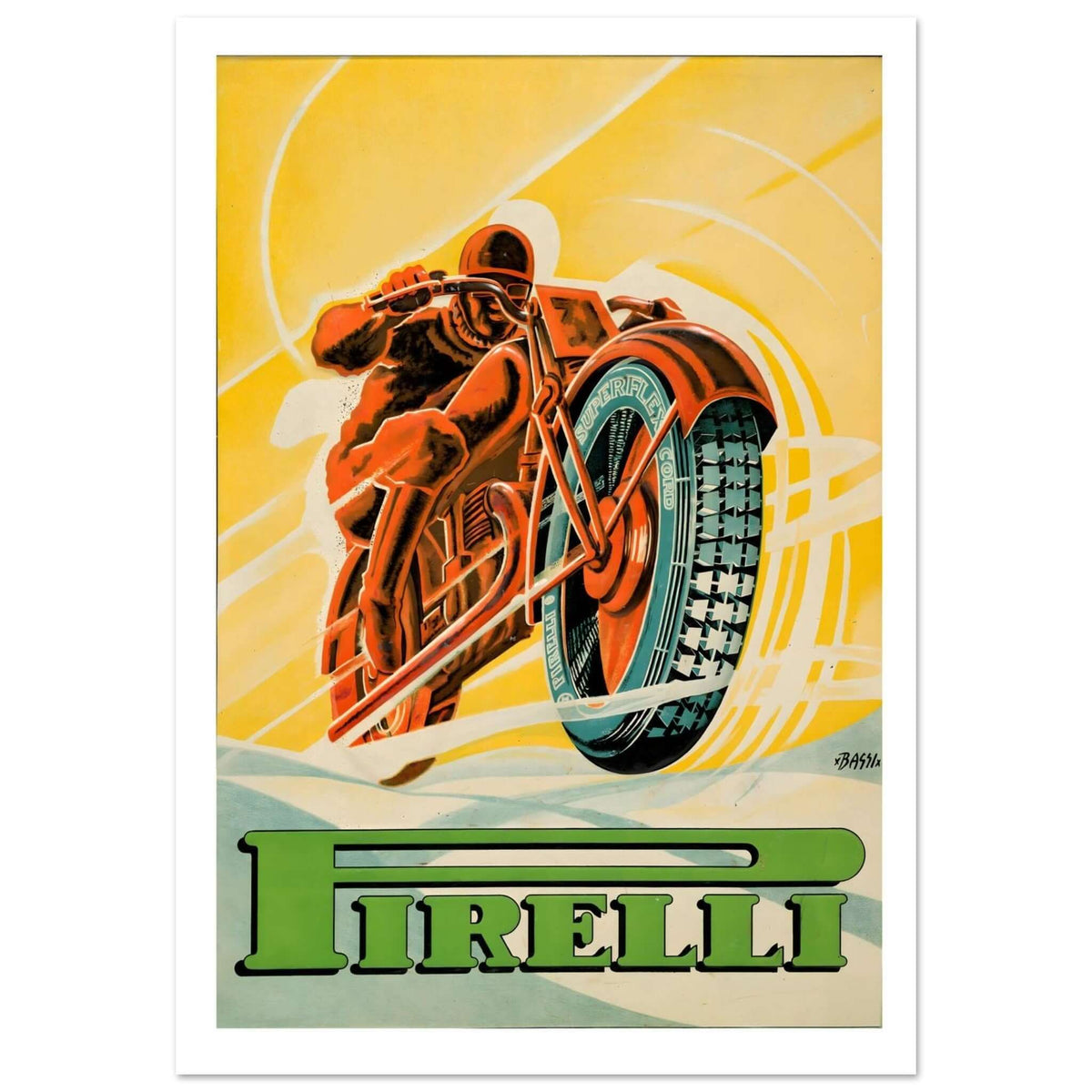Pirelli Motorcycle Tires Vintage Advertisement Poster - Transit Art