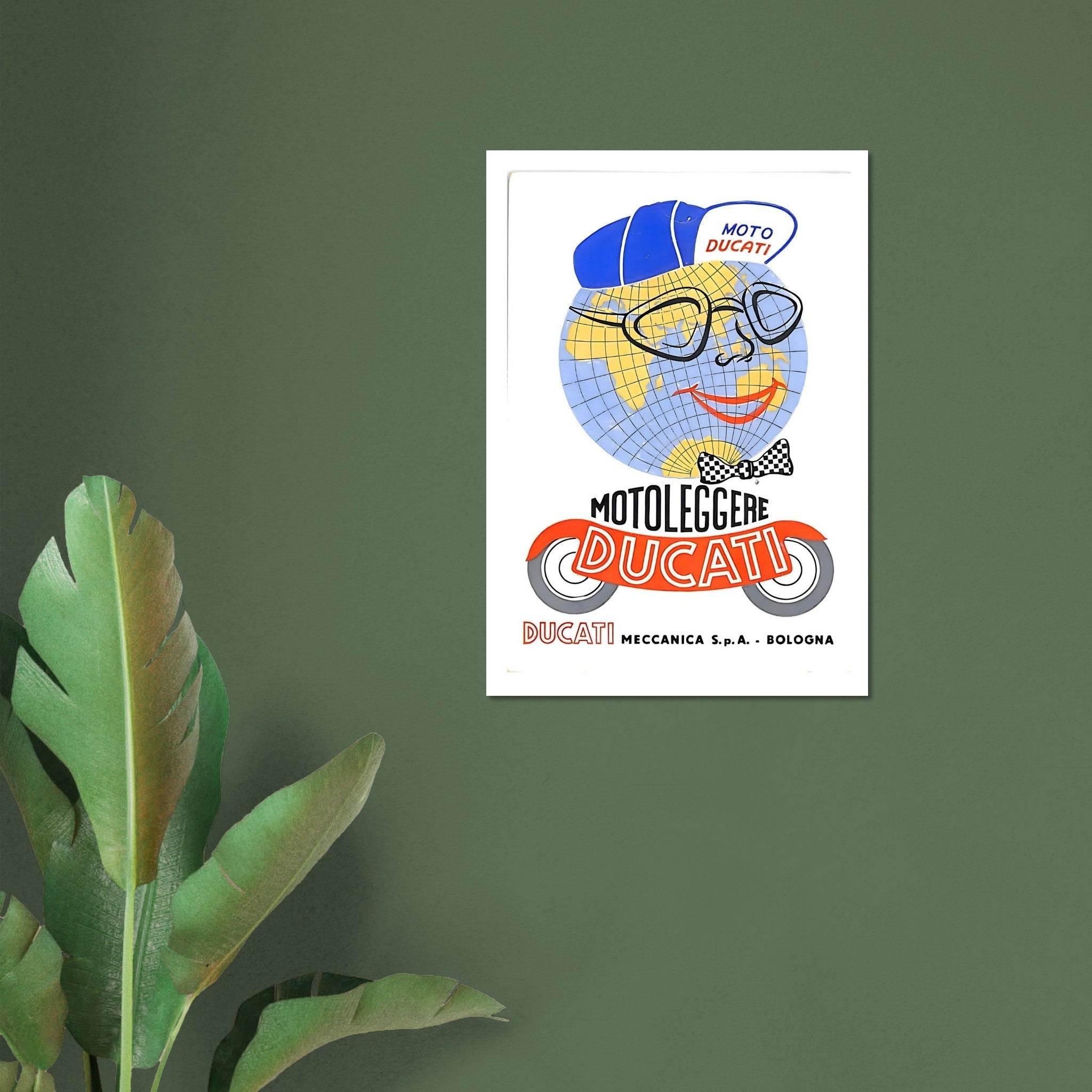 Playful Vintage Moto Ducati Globe Poster - Transit Art