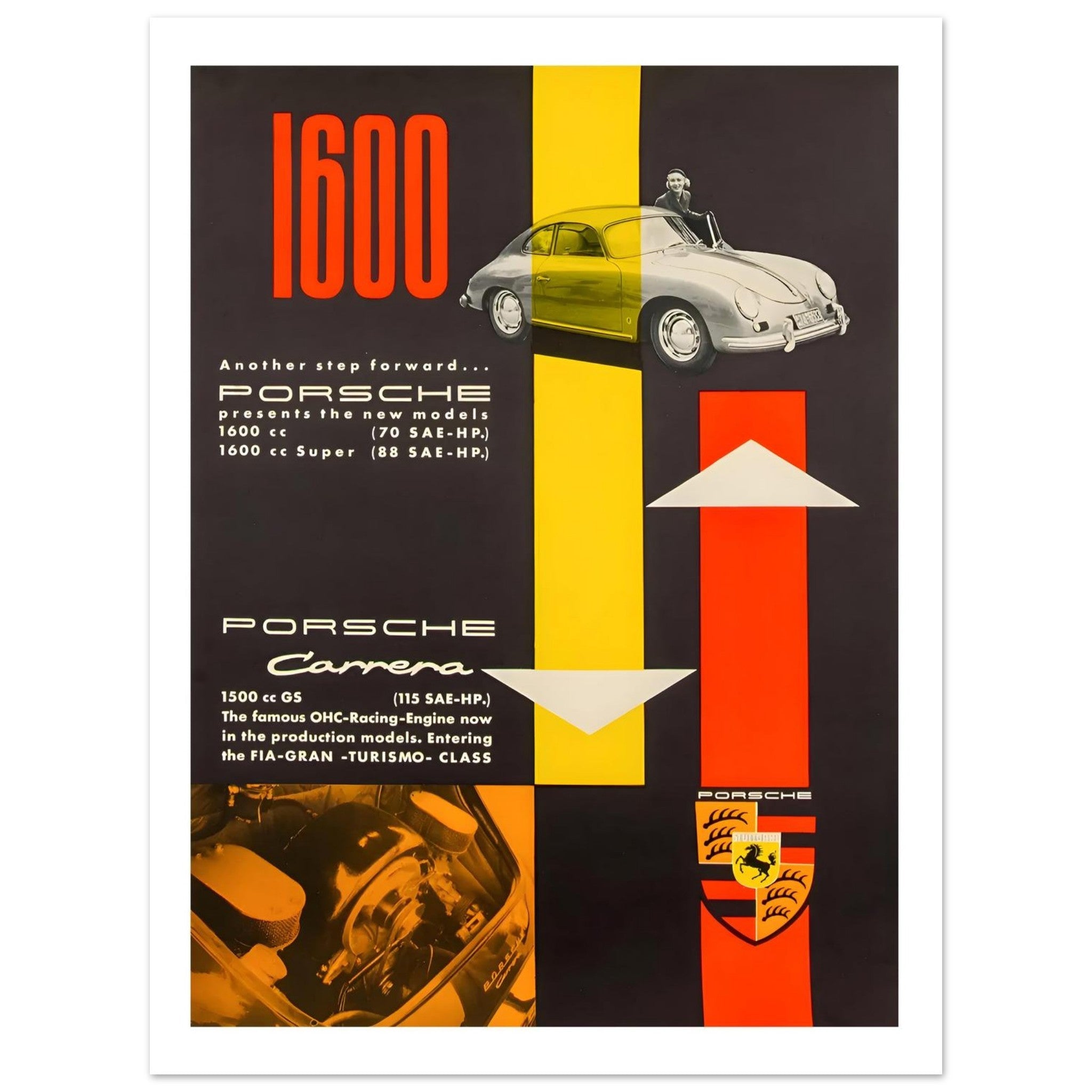 Porsche 1600 & Carrera Performance Progress Poster - Transit Art