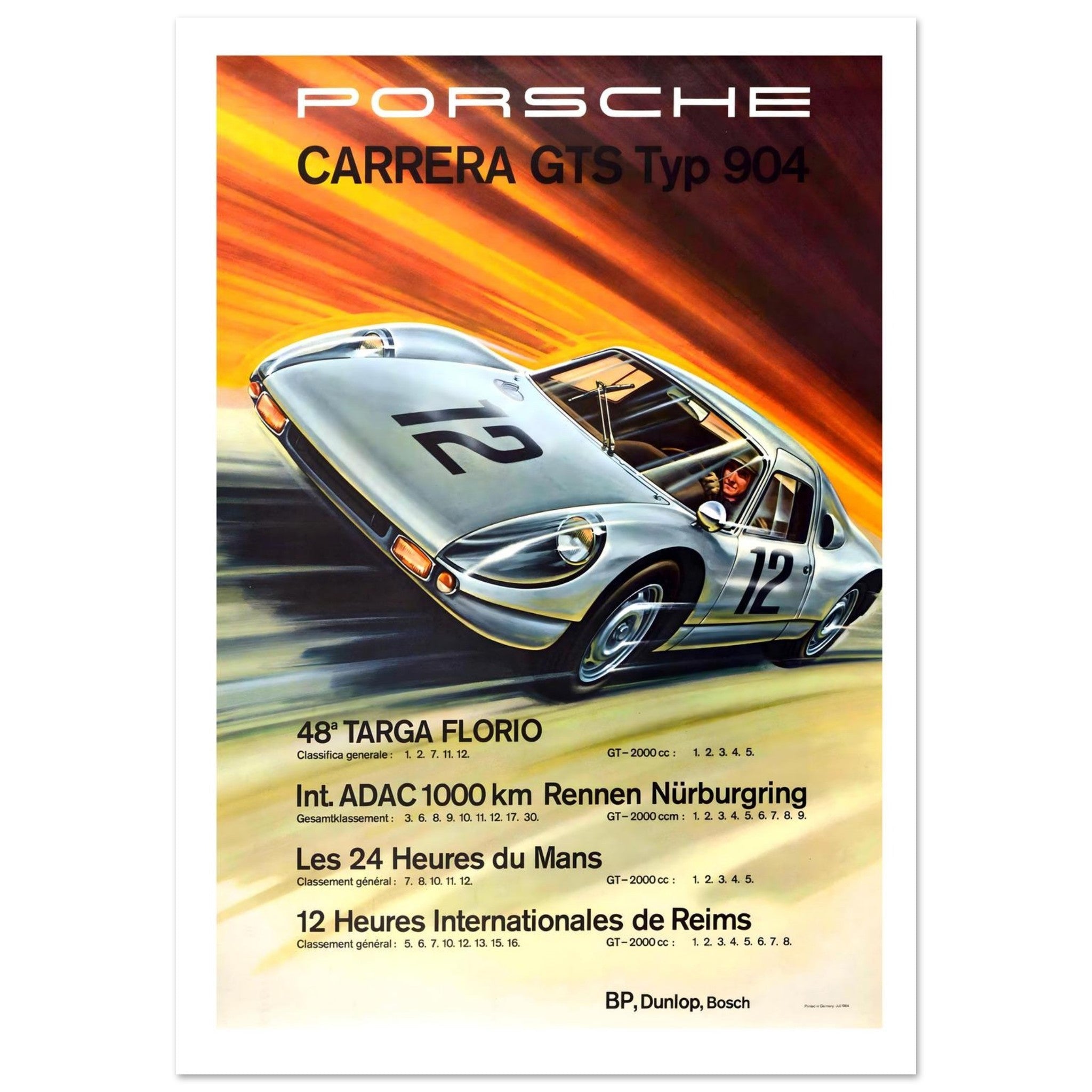 Porsche Carrera GTS Typ 904 Racing Achievements Poster - Transit Art
