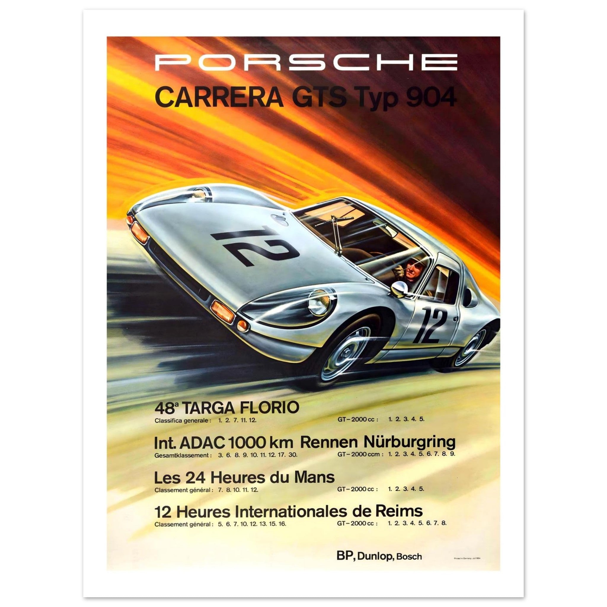 Porsche Carrera GTS Typ 904 Racing Achievements Poster - Transit Art