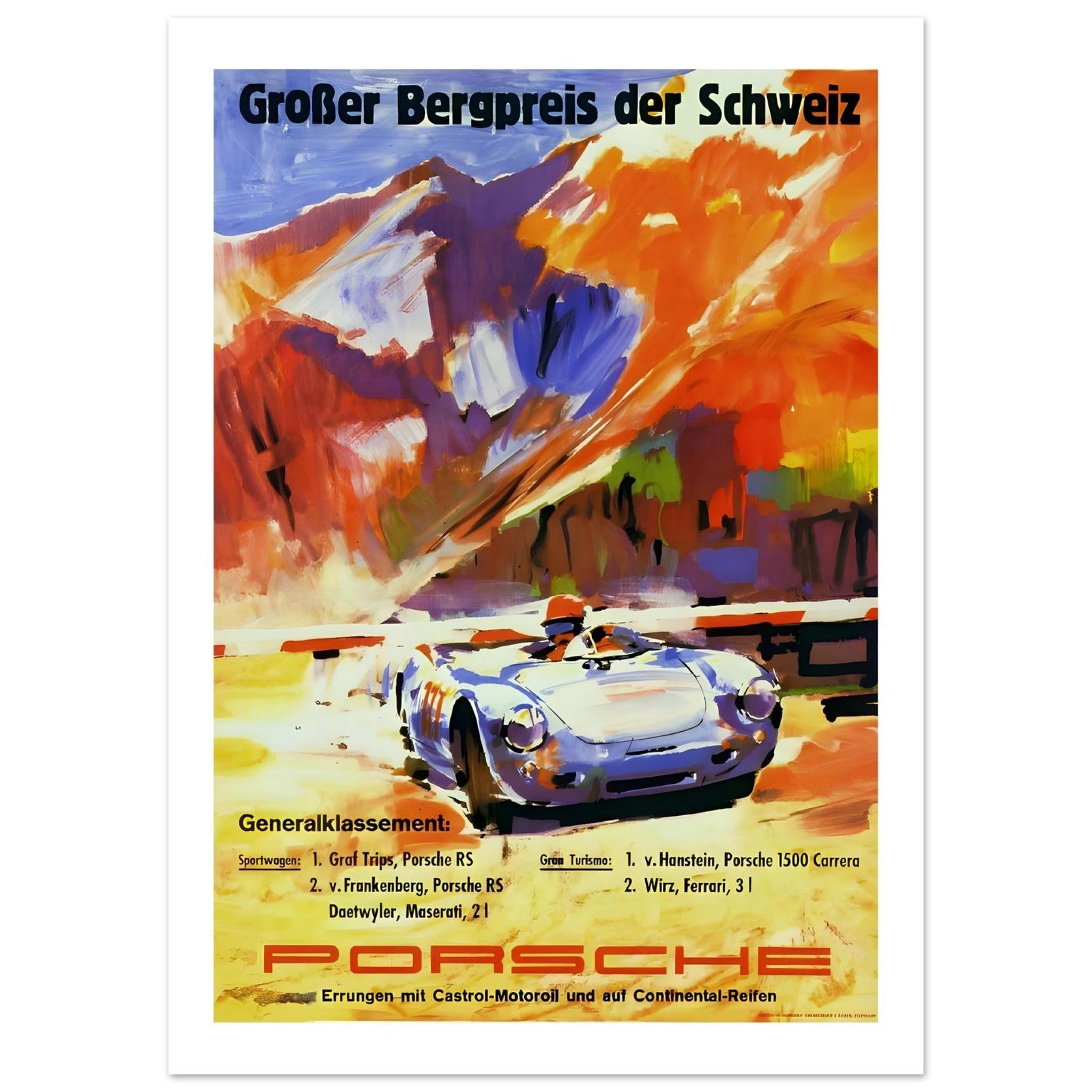 Porsche Großer Bergpreis der Schweiz Hillclimb Poster - Transit Art