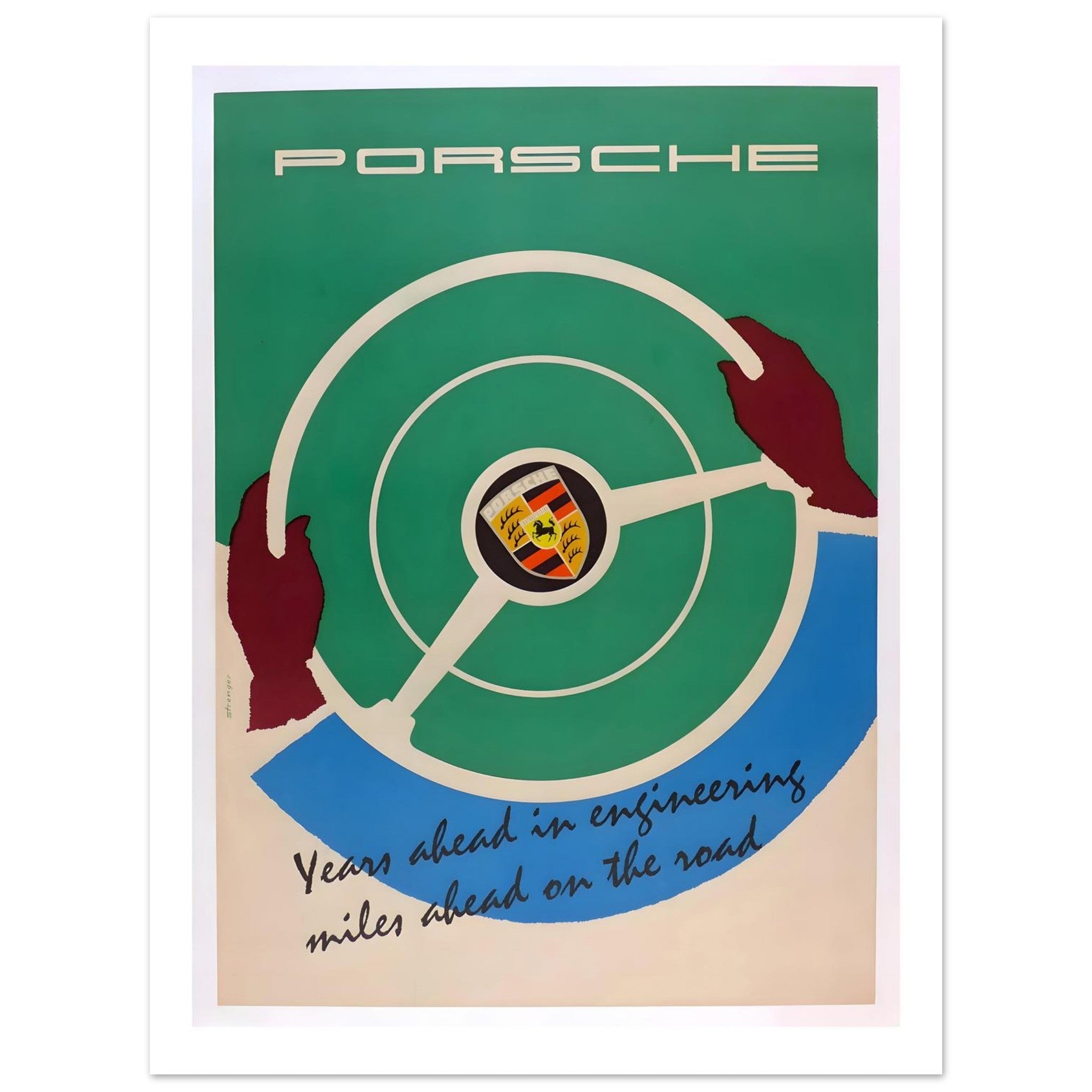 Porsche Steering Wheel Engineering Excellence Poster - Transit Art