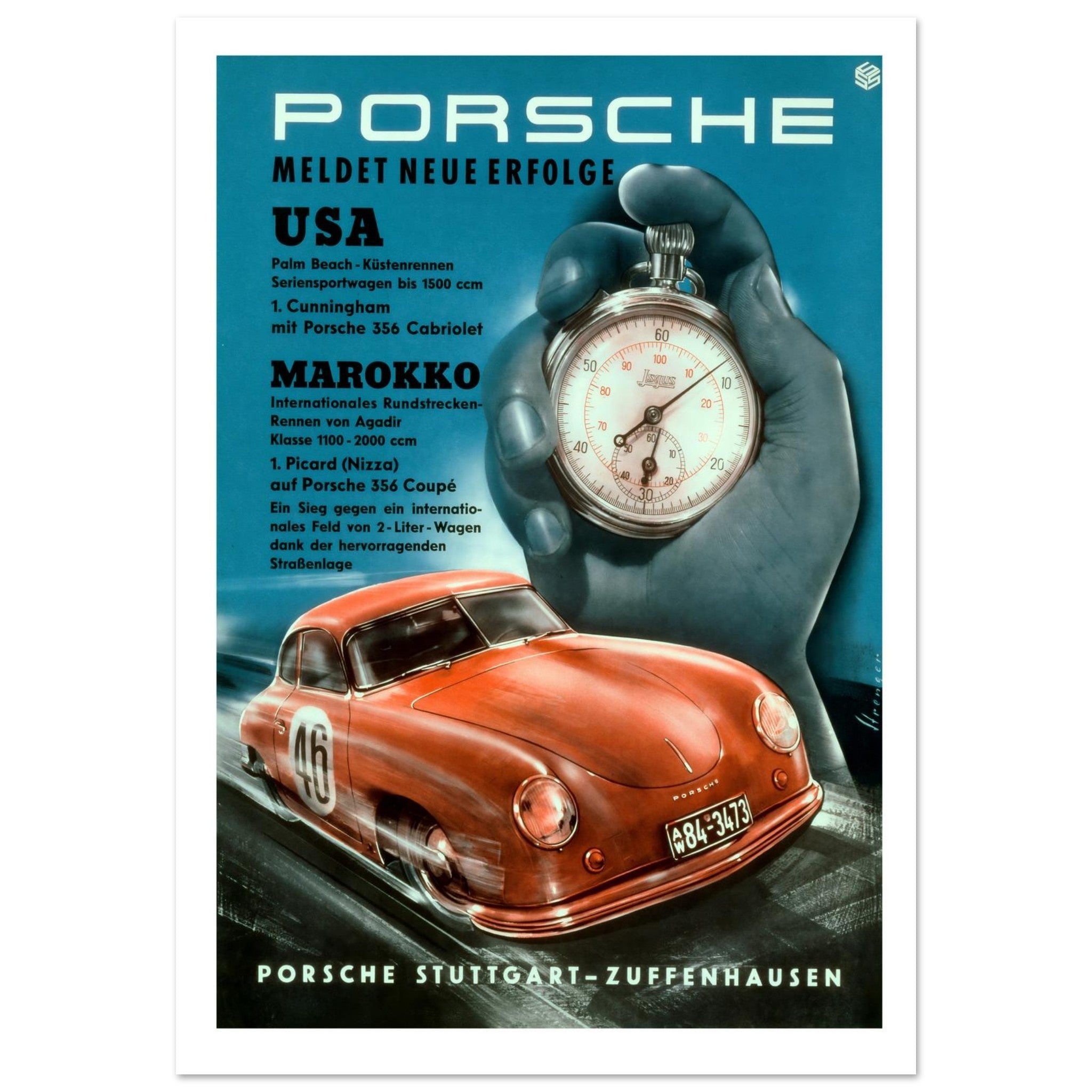 Porsche USA & Morocco Racing Triumphs Poster - Transit Art