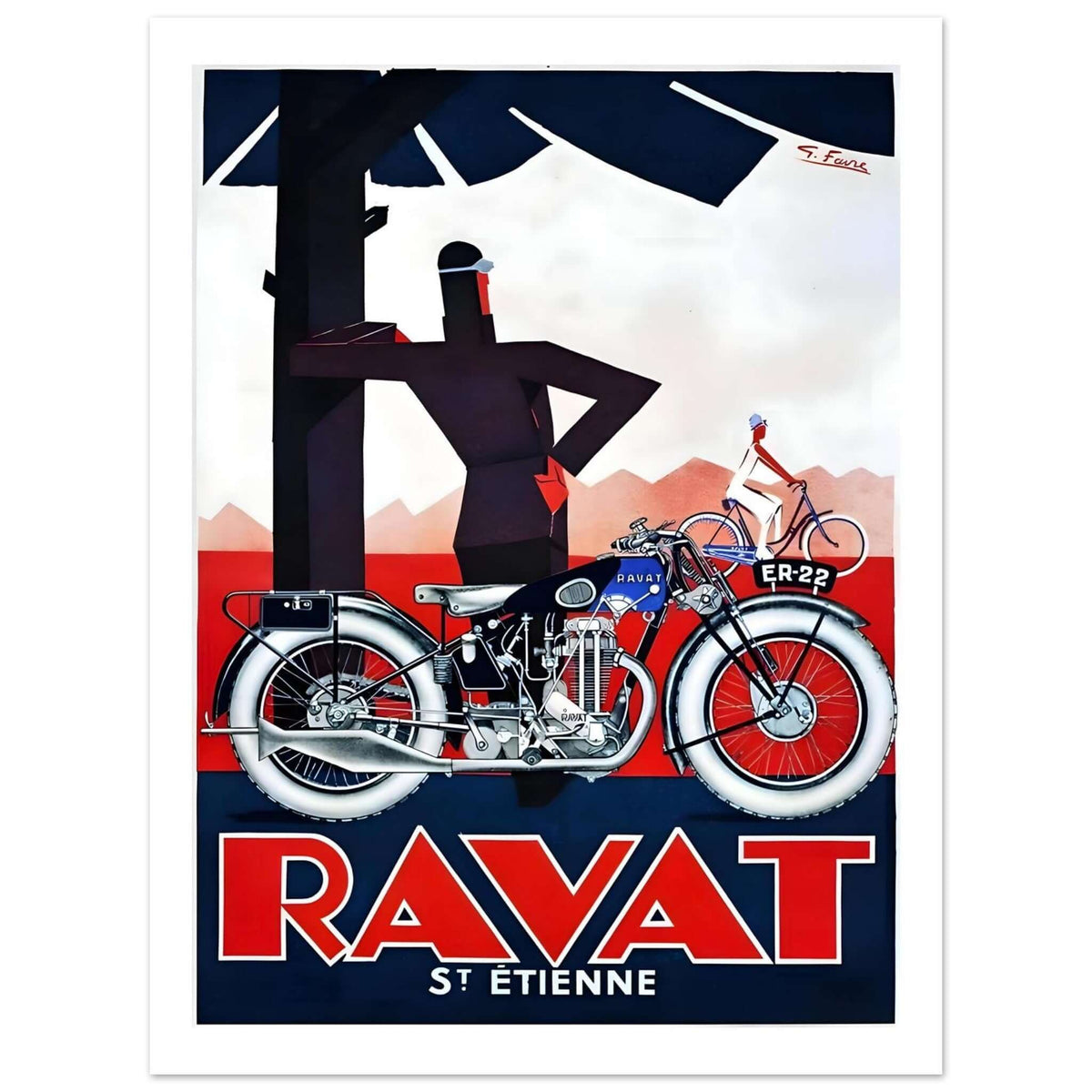 Ravat St. Etienne Motorcycle Advertisement Poster - Transit Art