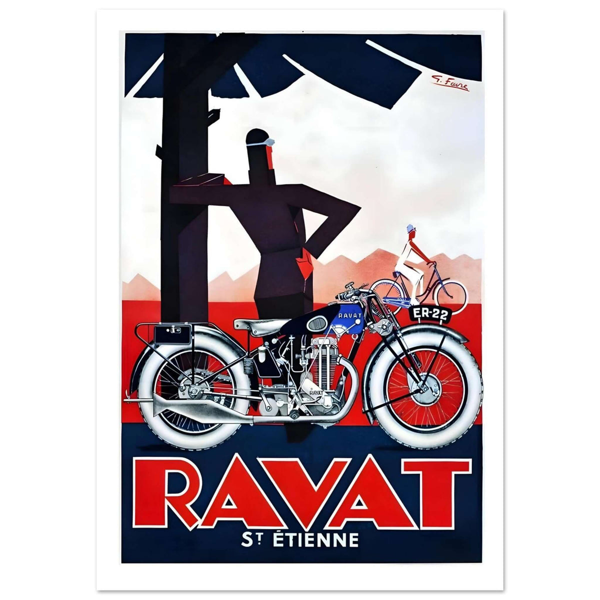 Ravat St. Etienne Motorcycle Advertisement Poster - Transit Art