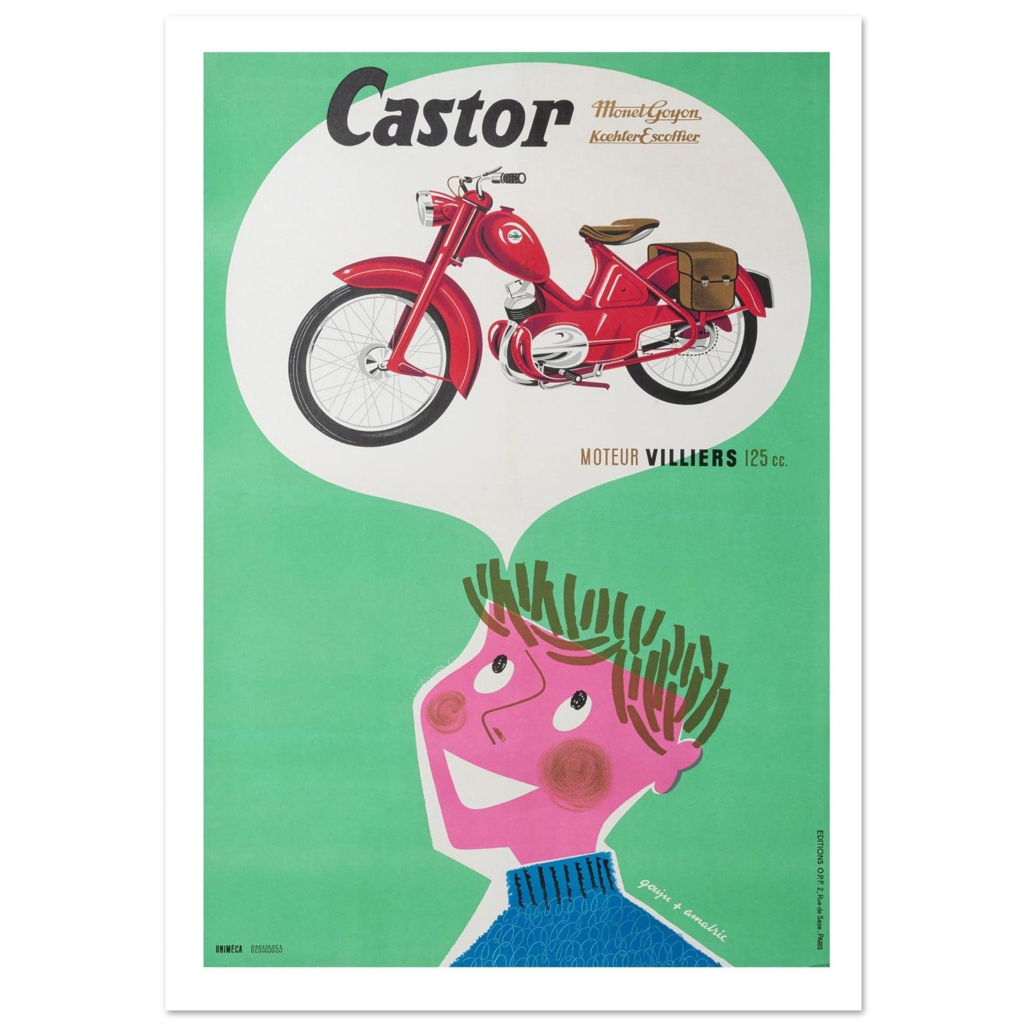 Retro Castor Monet Goyon Motorcycle Poster - Transit Art