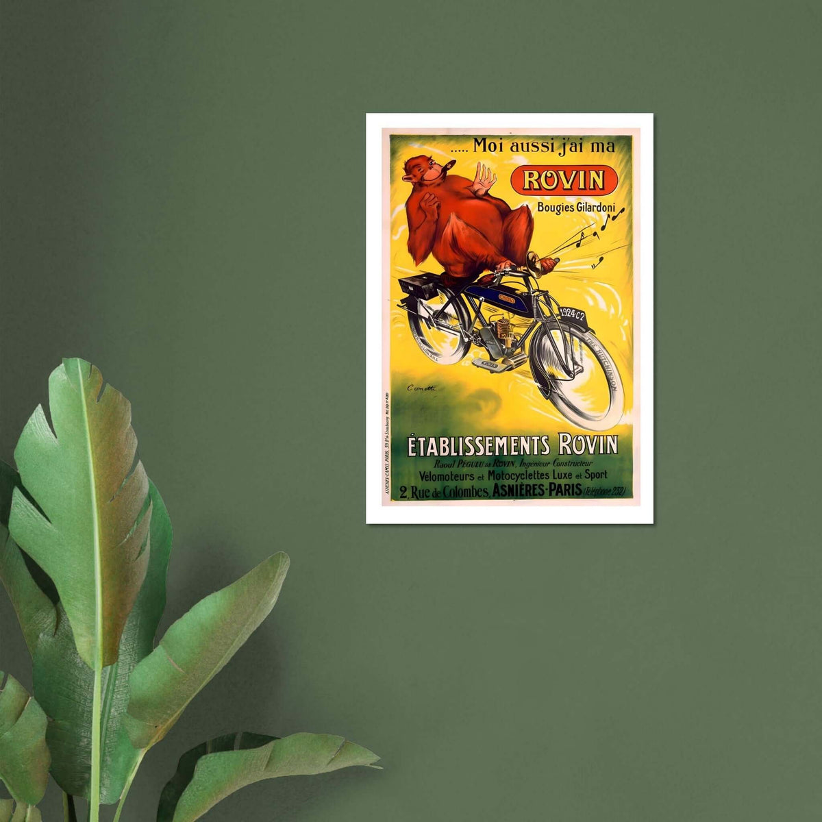 Rovin Motorcycle Advertisement with Playful Bear - Transit Art