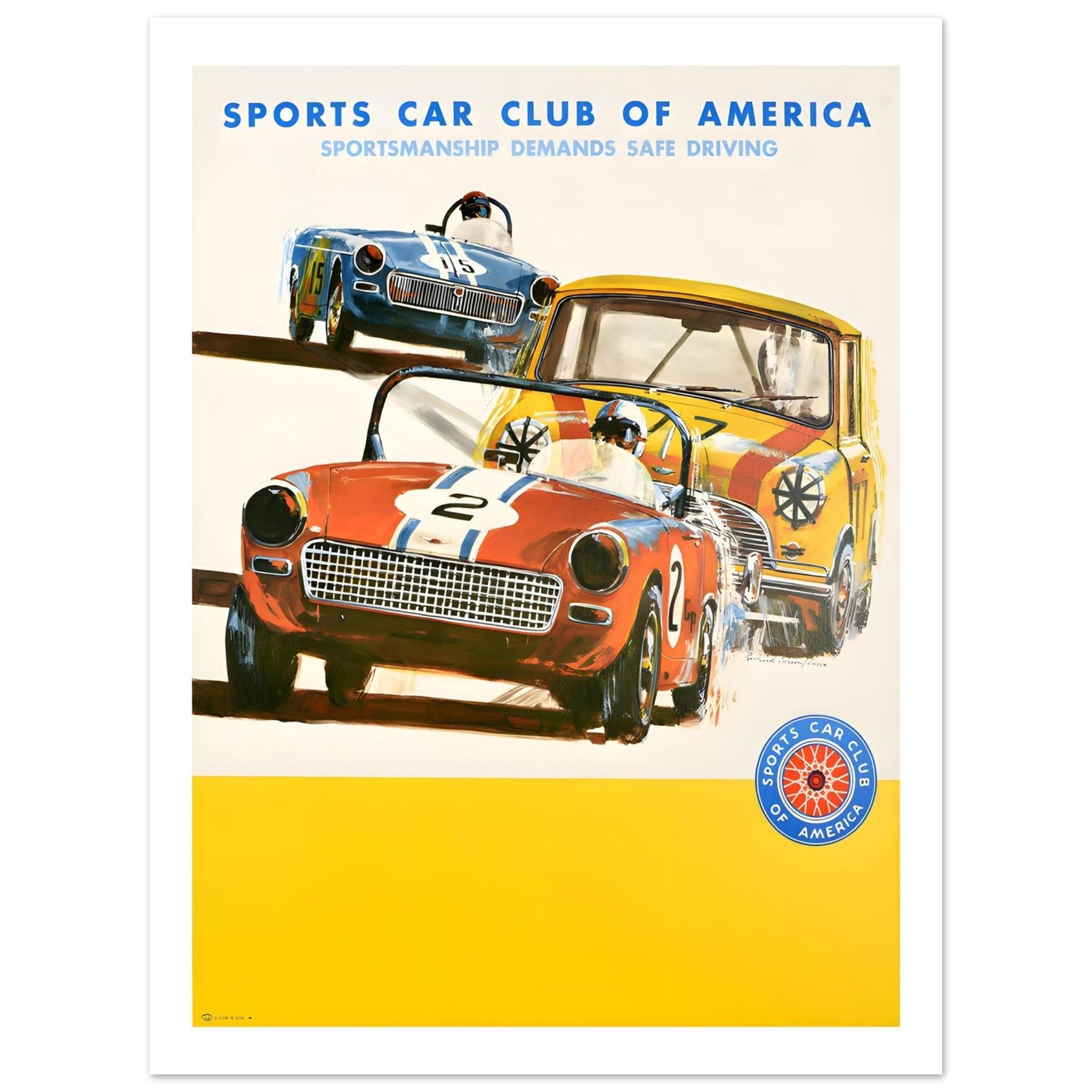 Sports Car Club of America Vintage Racing Safety Poster - Transit Art