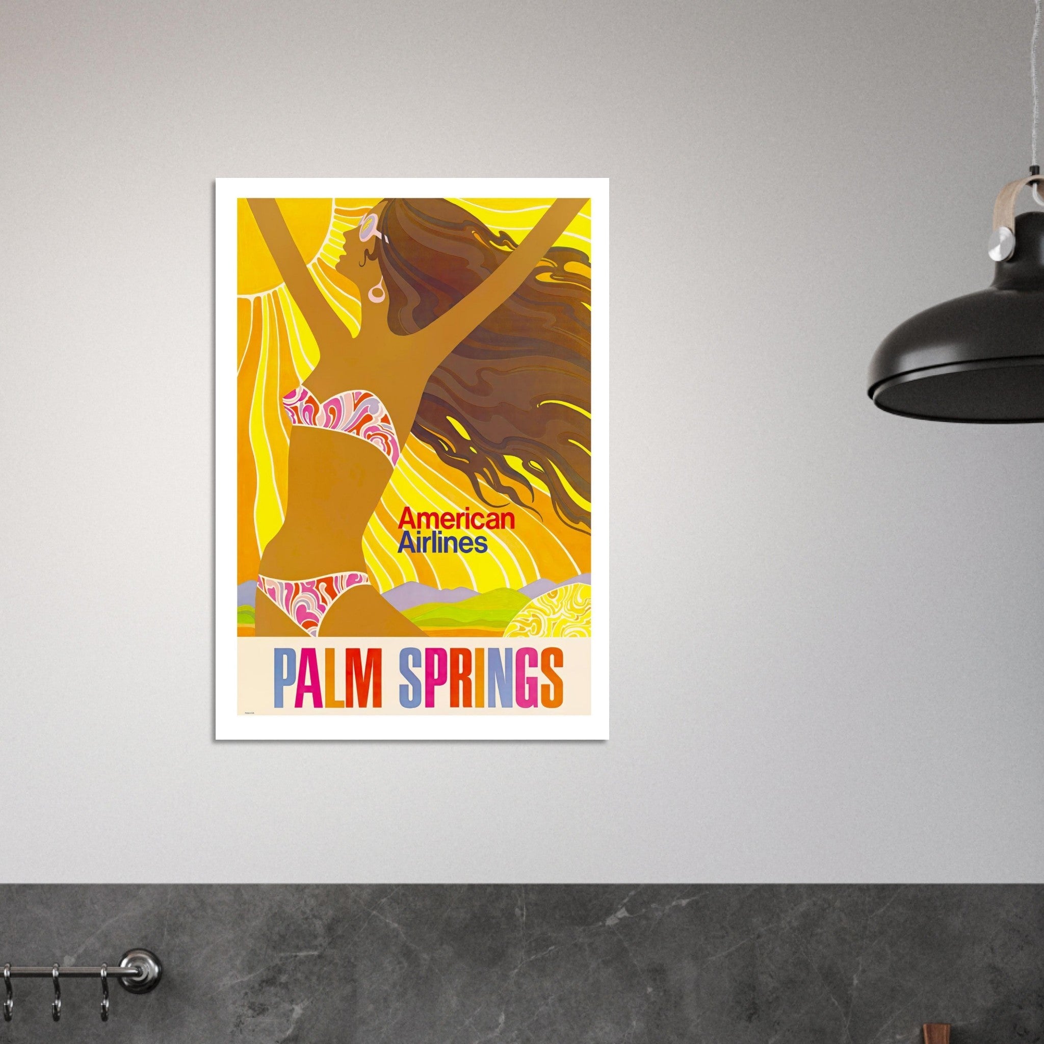 Sunny Palm Springs – American Airlines Poster - Transit Art